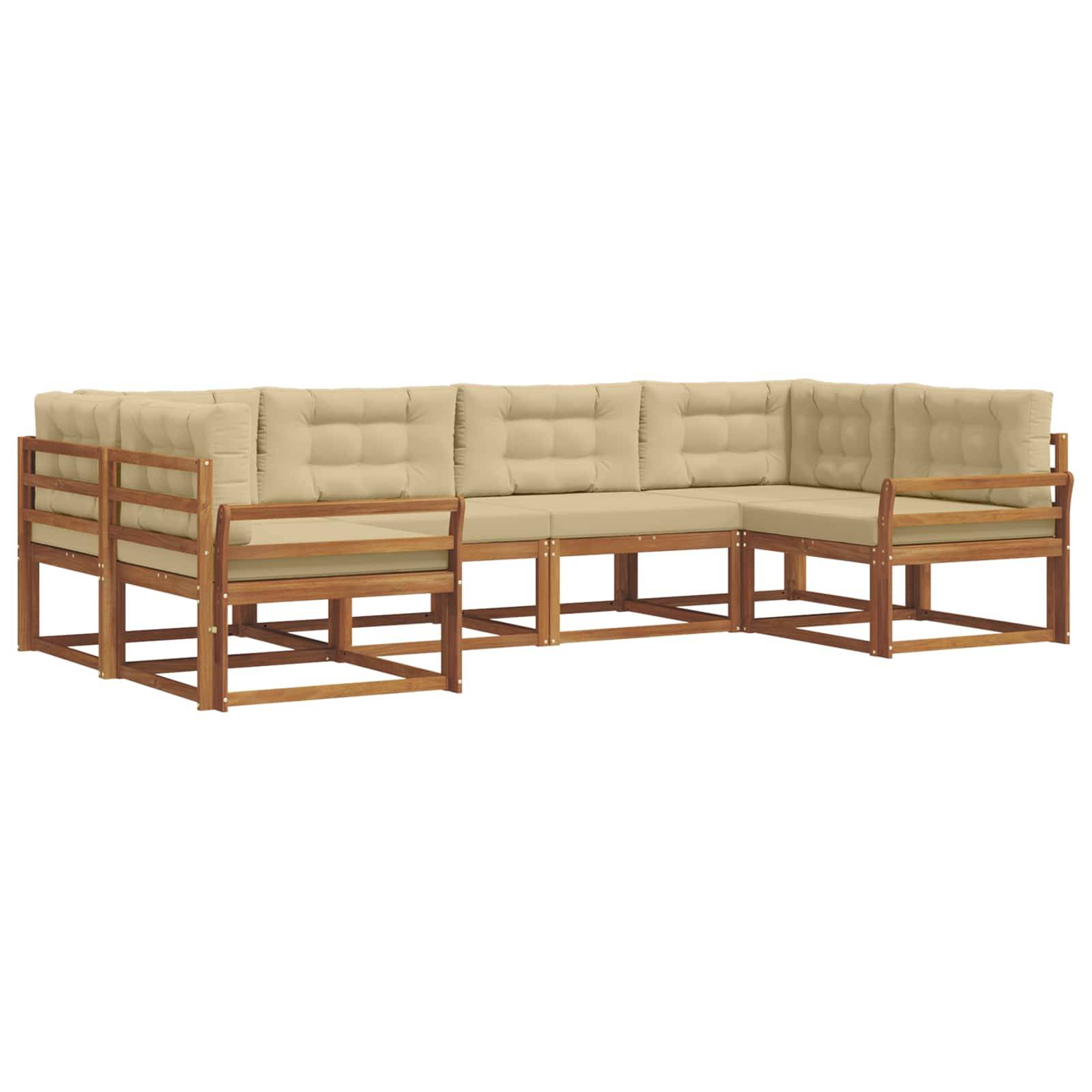 vidaXL Outdoor-Sofagarnitur mit Kissen 6 pcs Natur und Beige