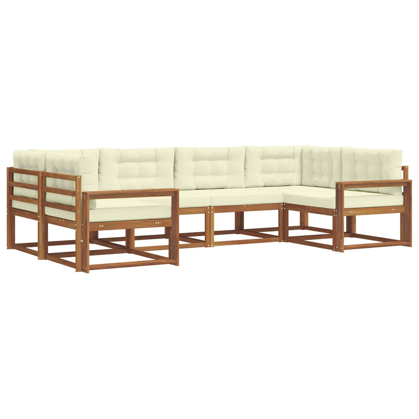 vidaXL Outdoor-Sofagarnitur mit Kissen 6 pcs Natur und Creme