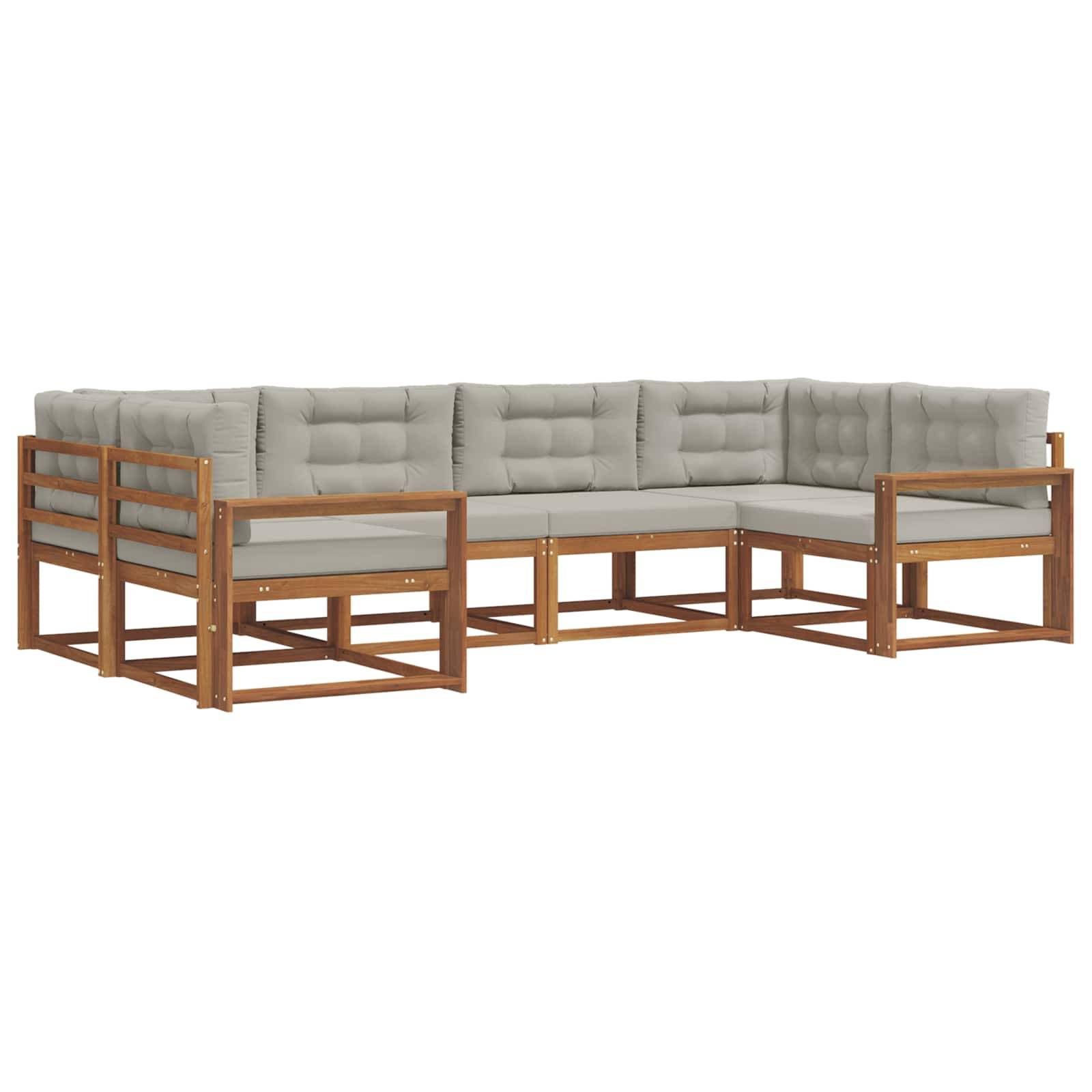 vidaXL Outdoor-Sofagarnitur mit Kissen 6 pcs Natürlich und Hellgrau