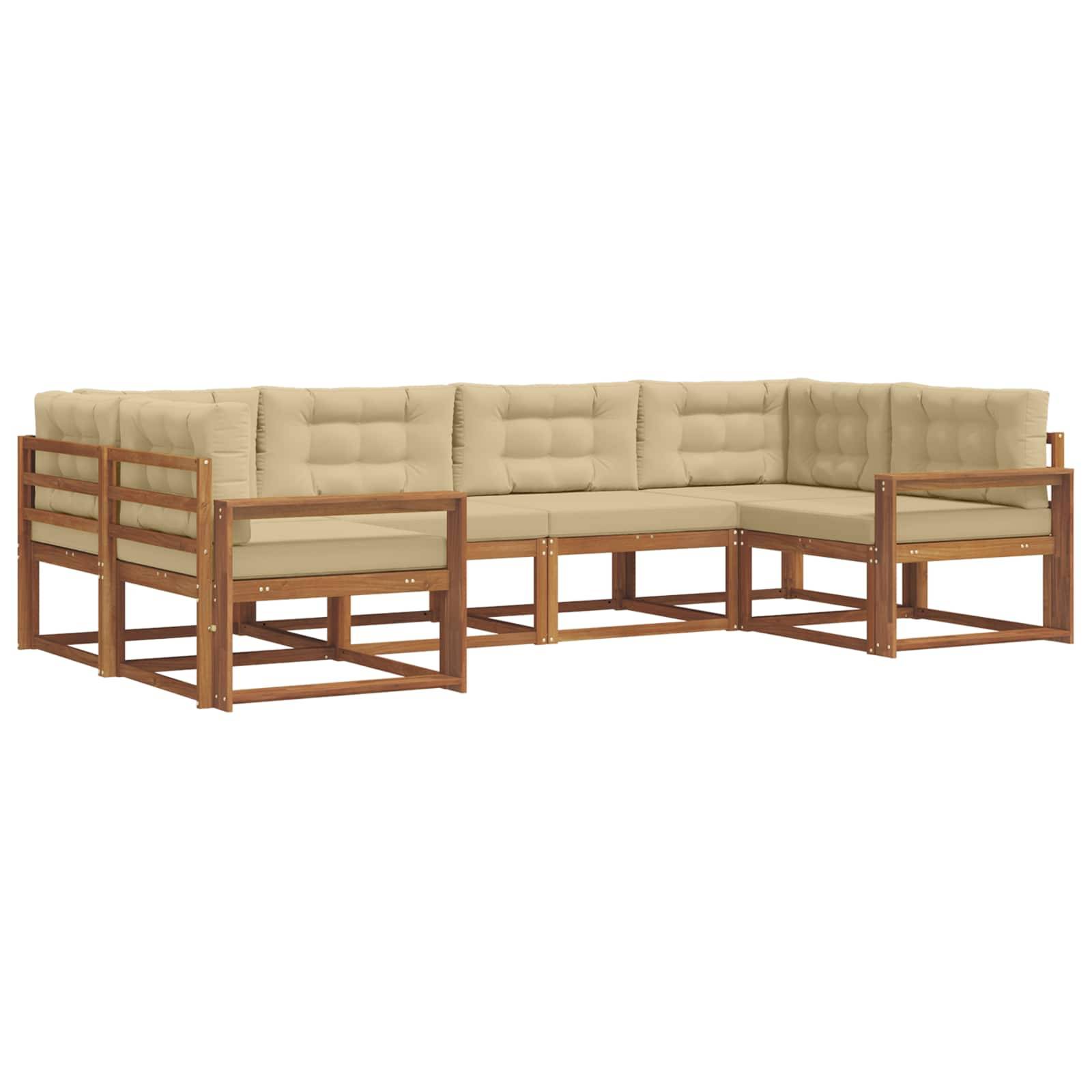 vidaXL Outdoor-Sofagarnitur mit Kissen 6 pcs Natur und Beige