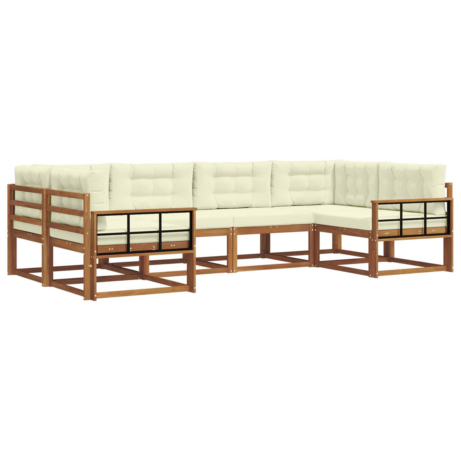 vidaXL Outdoor-Sofagarnitur mit Kissen 6 pcs Natur und Creme