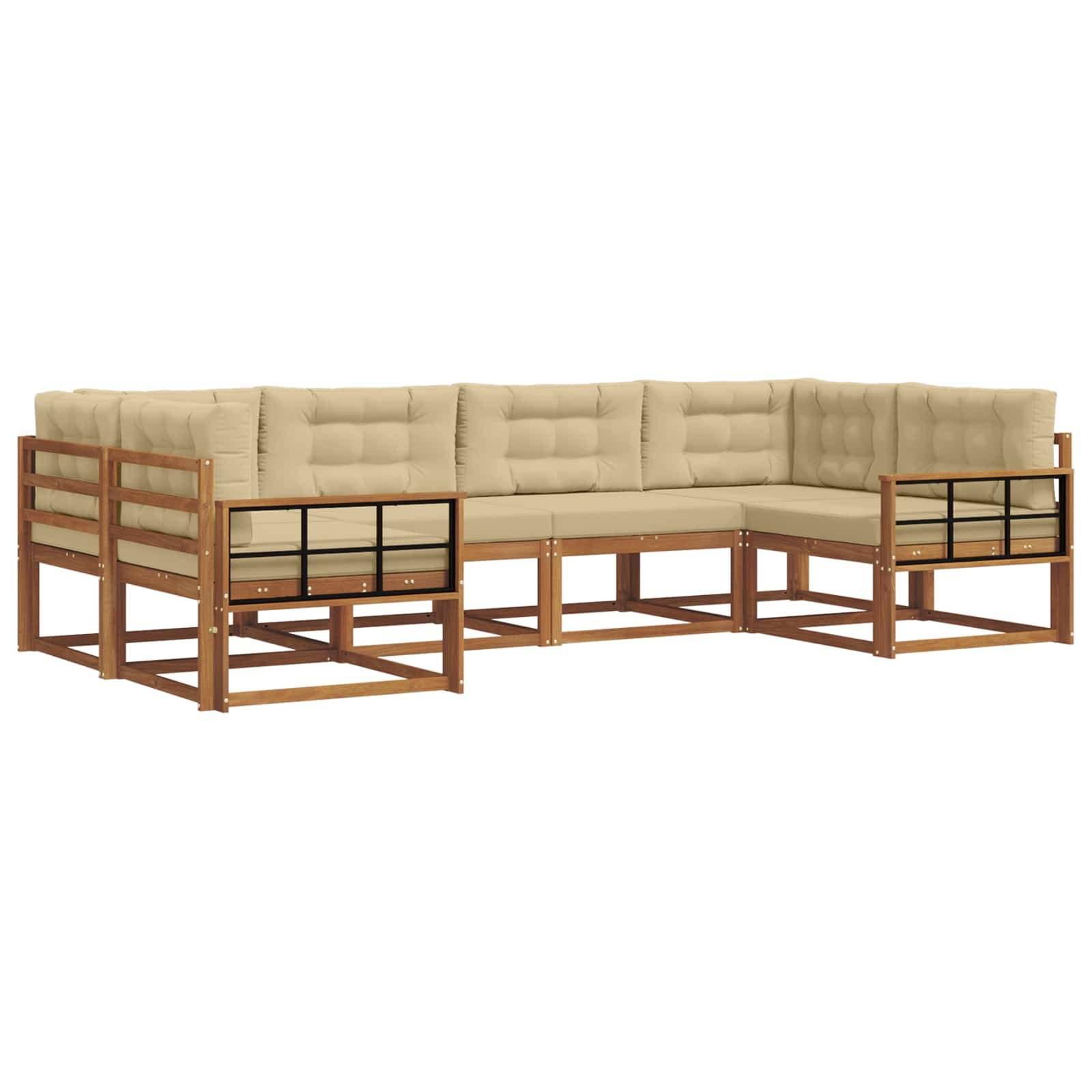 vidaXL Outdoor-Sofagarnitur mit Kissen 6 pcs Natur und Beige