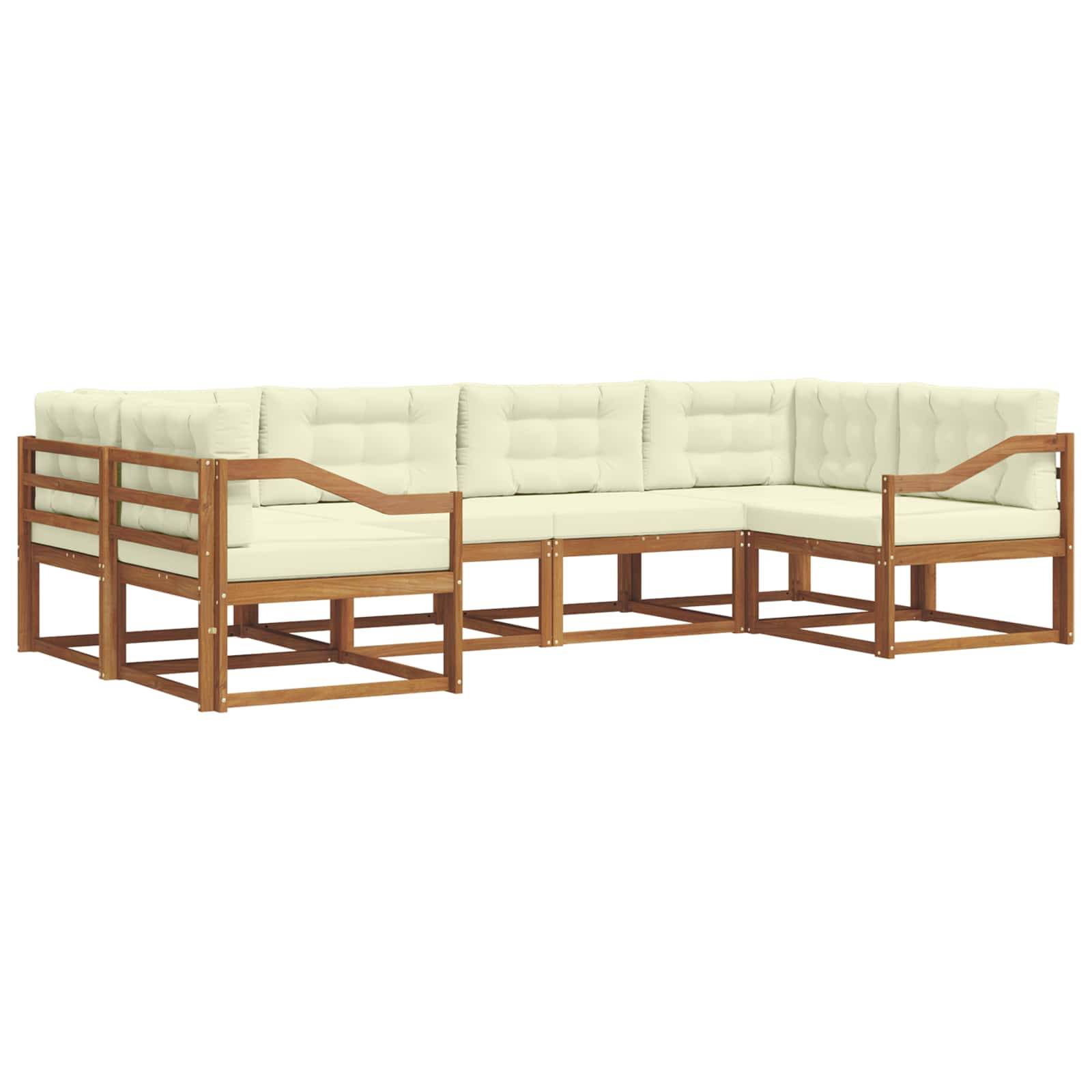 vidaXL Outdoor-Sofagarnitur mit Kissen 6 pcs Natur und Creme