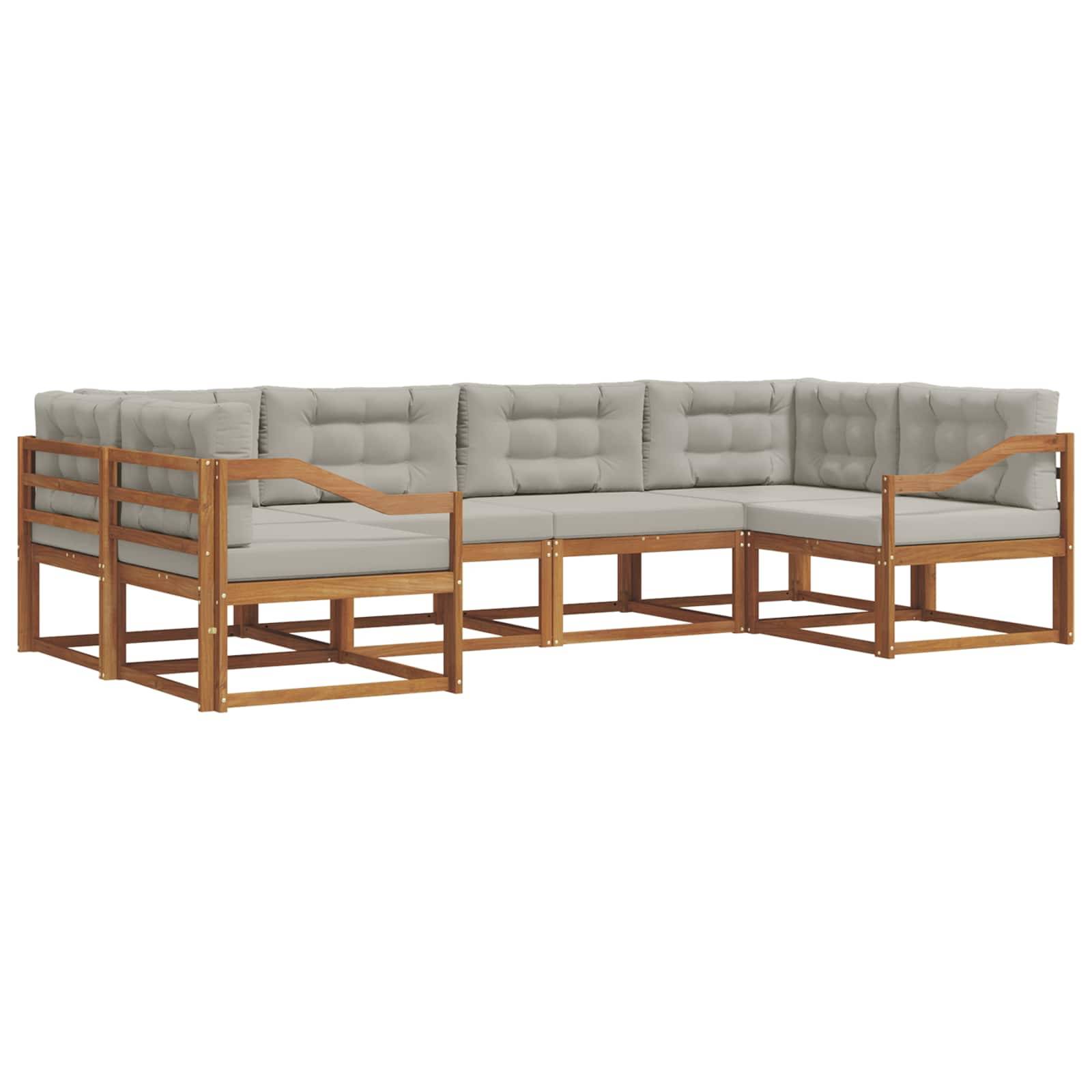 vidaXL Outdoor-Sofagarnitur mit Kissen 6 pcs Natürlich und Hellgrau