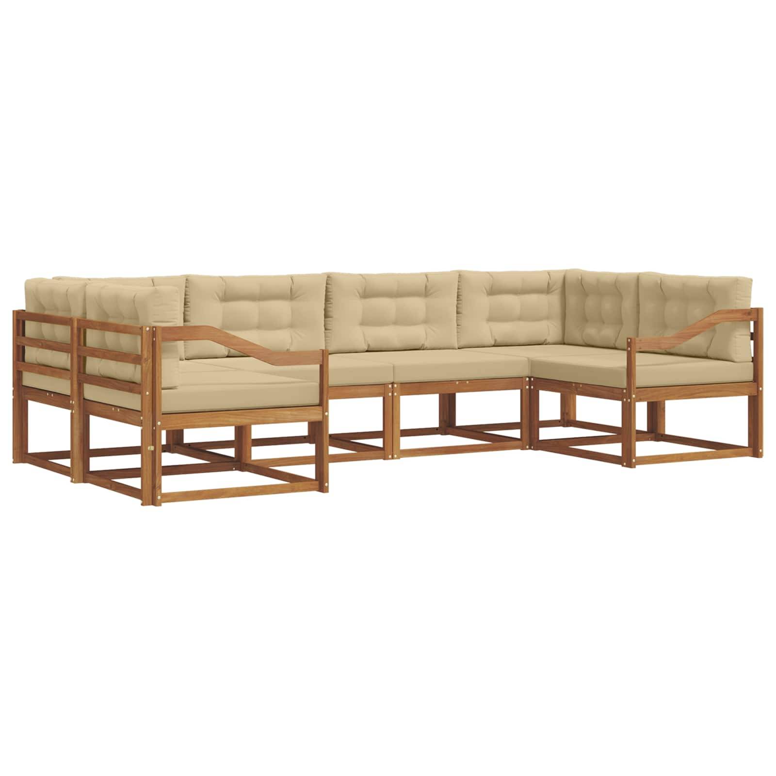 vidaXL Outdoor-Sofagarnitur mit Kissen 6 pcs Natur und Beige