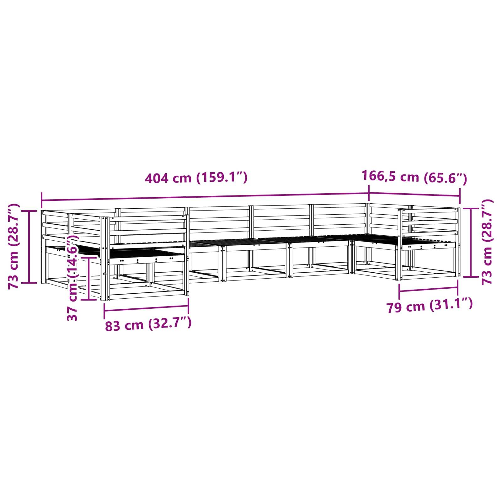 vidaXL Outdoor-Sofagarnitur 7 pcs Weiß Massivholz Akazie