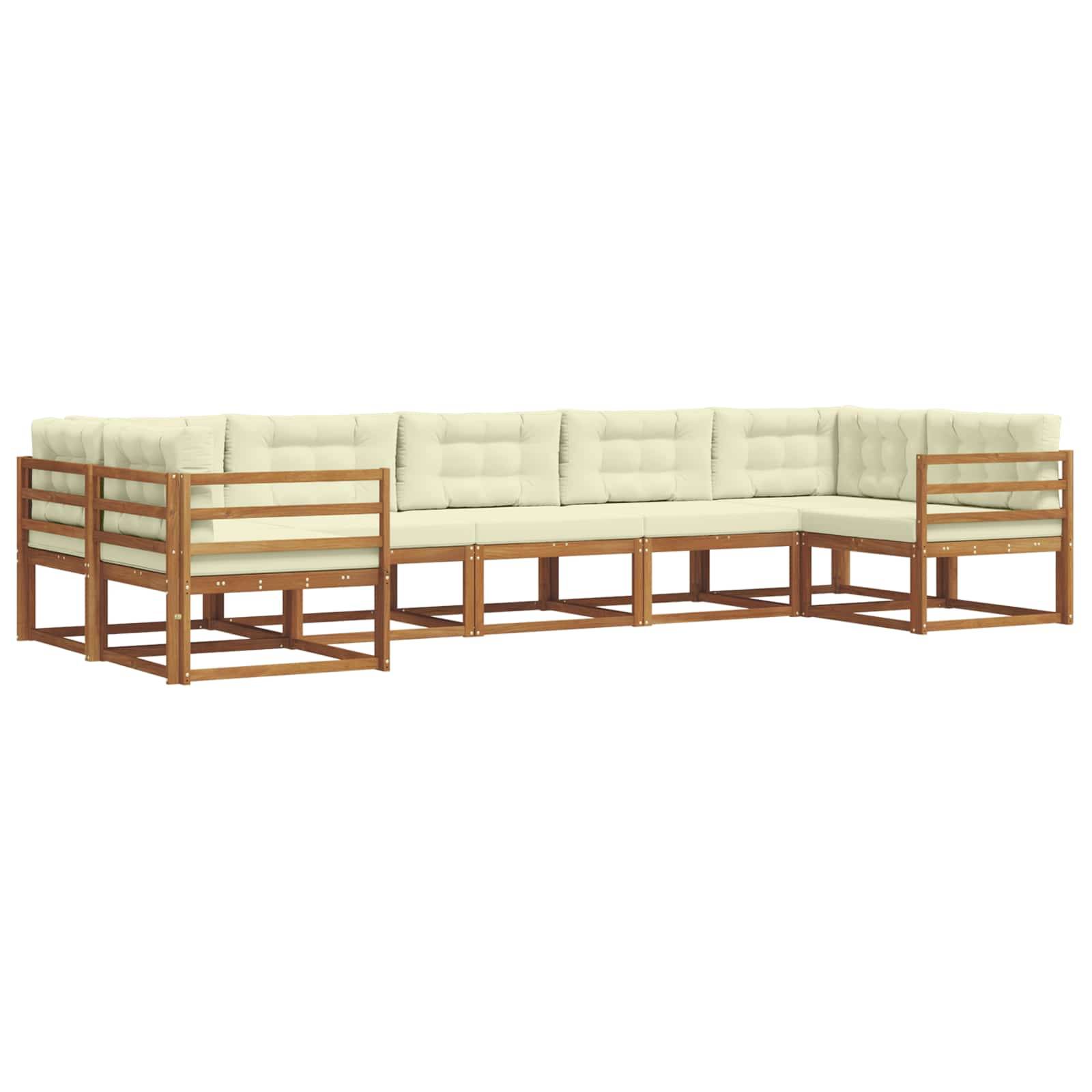 vidaXL Outdoor-Sofagarnitur mit Kissen 7 pcs Natur und Creme