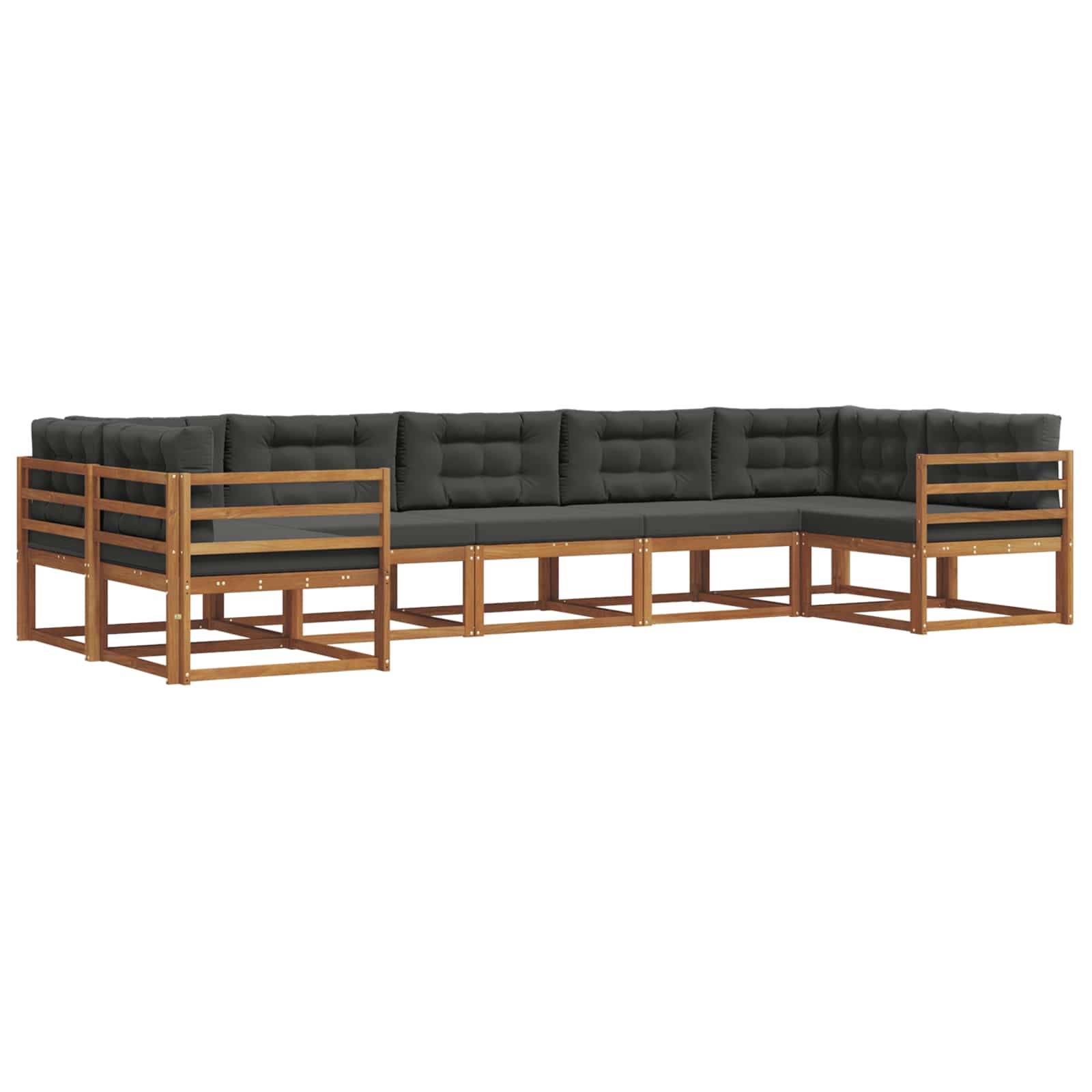 vidaXL Outdoor-Sofagarnitur mit Kissen 7 pcs Natur und Anthrazit