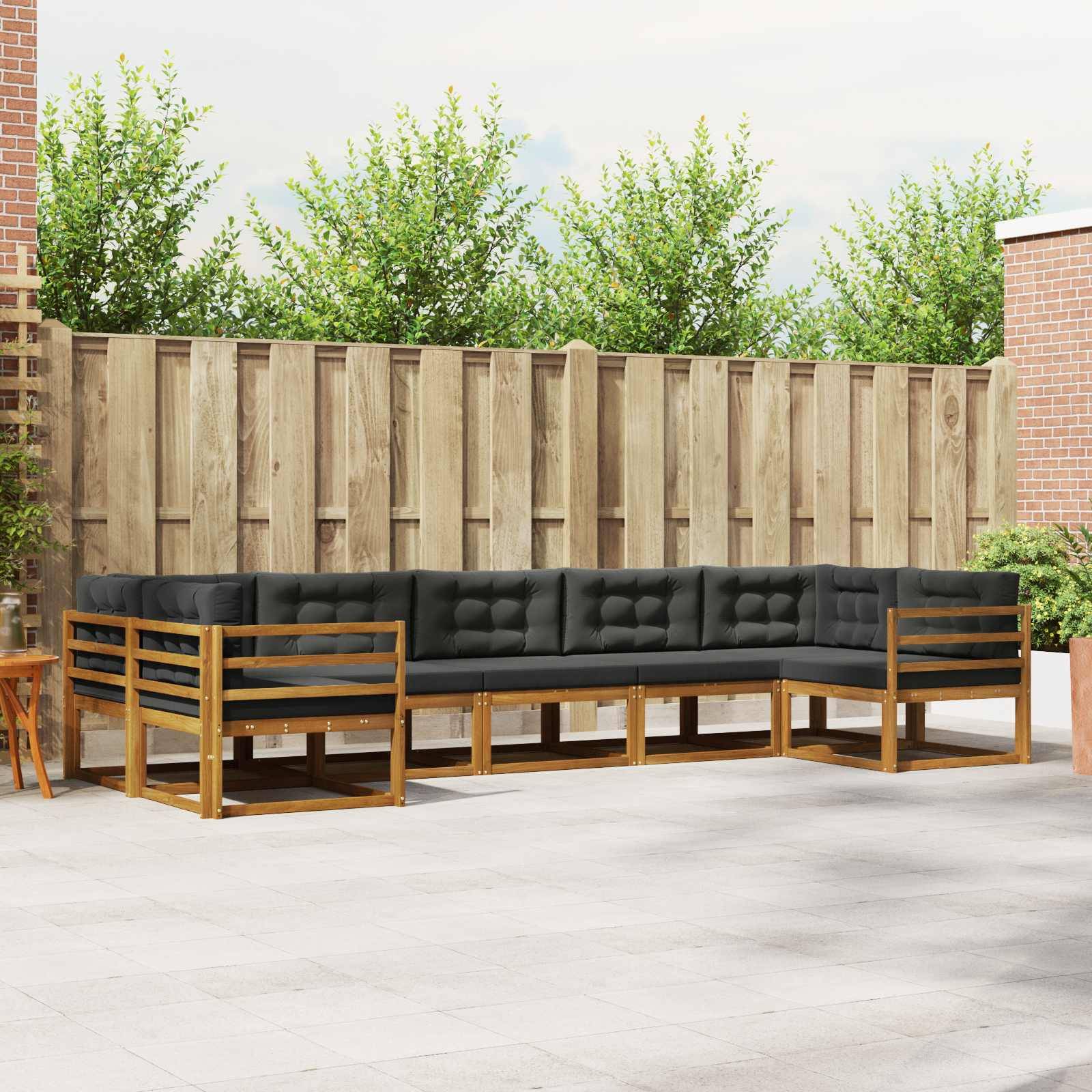 vidaXL Outdoor-Sofagarnitur mit Kissen 7 pcs Natur und Anthrazit