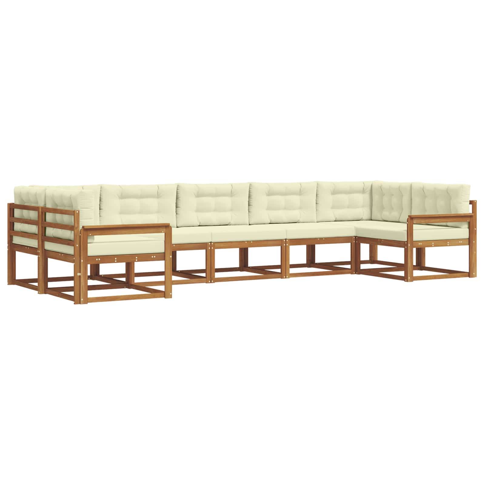 vidaXL Outdoor-Sofagarnitur mit Kissen 7 pcs Natur und Creme
