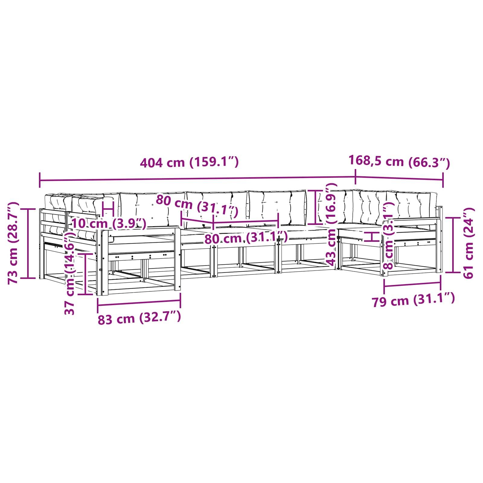 vidaXL Outdoor-Sofagarnitur mit Kissen 7 pcs Weiß und Hellgrau