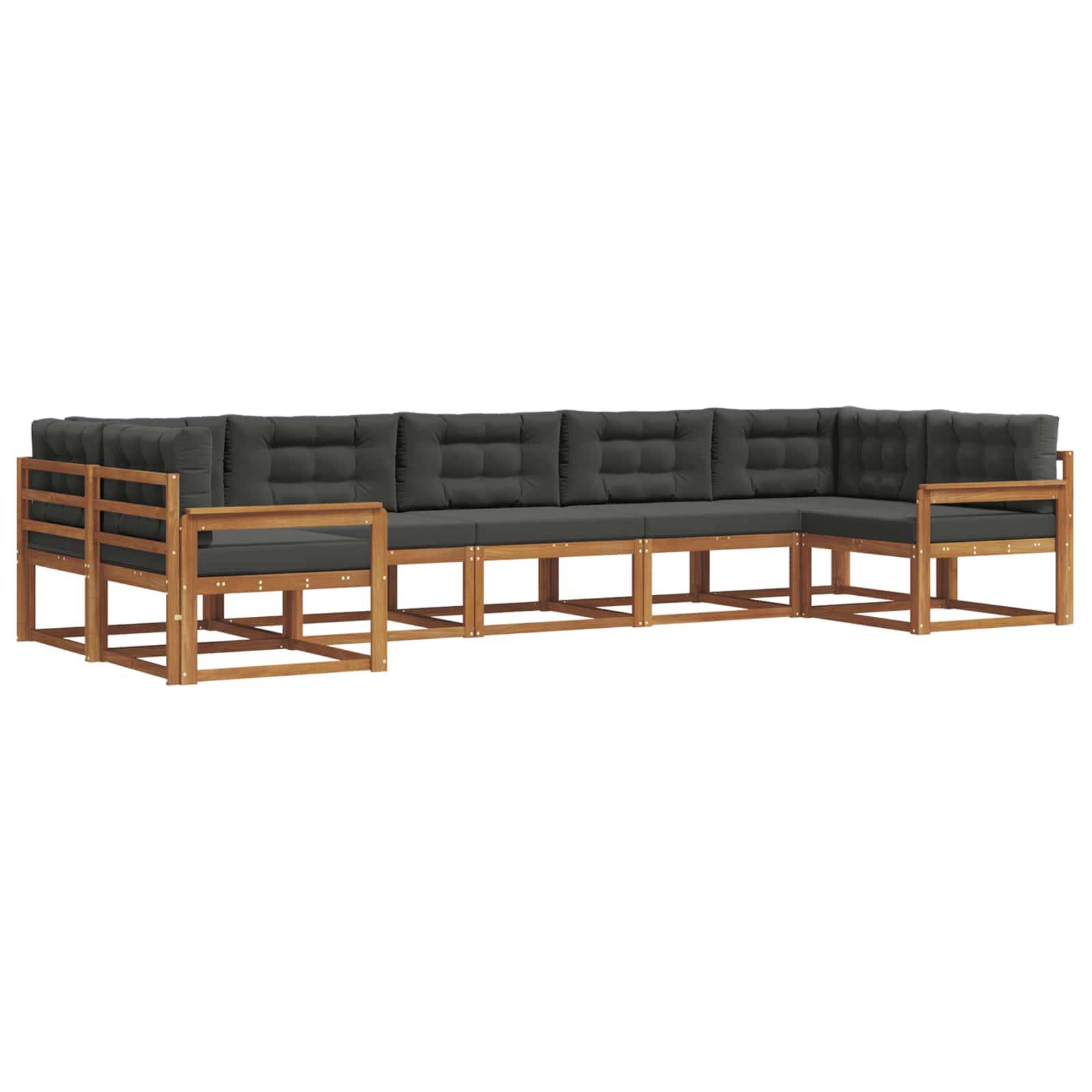 vidaXL Outdoor-Sofagarnitur mit Kissen 7 pcs Natur und Anthrazit