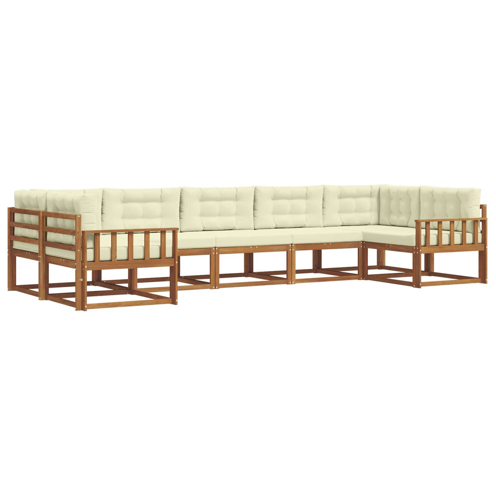 vidaXL Outdoor-Sofagarnitur mit Kissen 7 pcs Natur und Creme