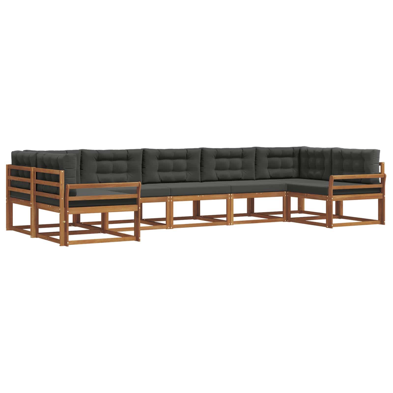 vidaXL Outdoor-Sofagarnitur mit Kissen 7 pcs Natur und Anthrazit