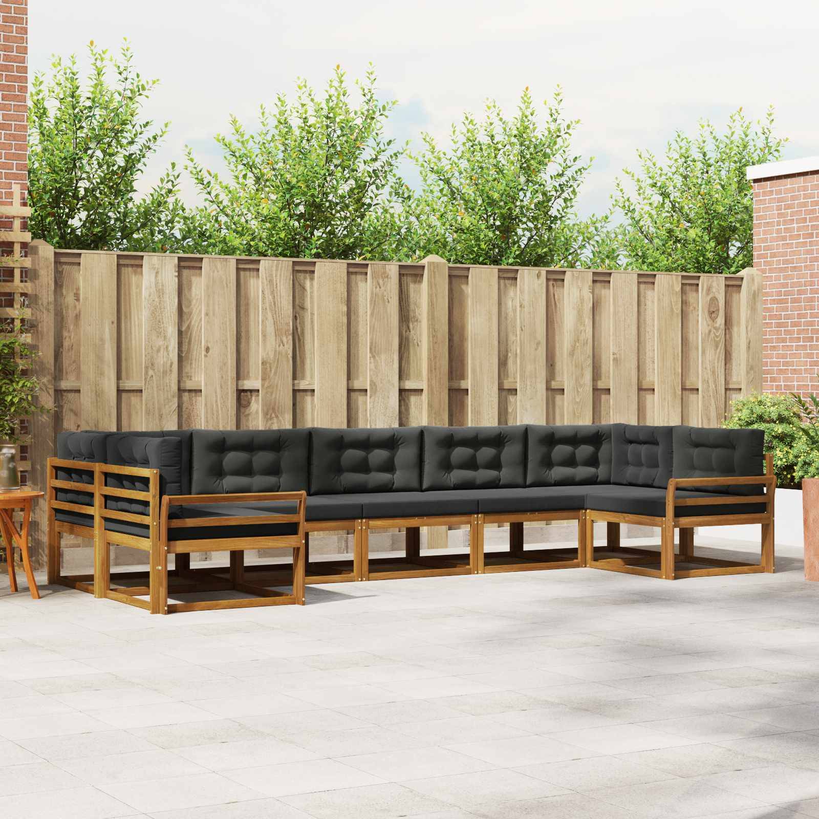 vidaXL Outdoor-Sofagarnitur mit Kissen 7 pcs Natur und Anthrazit