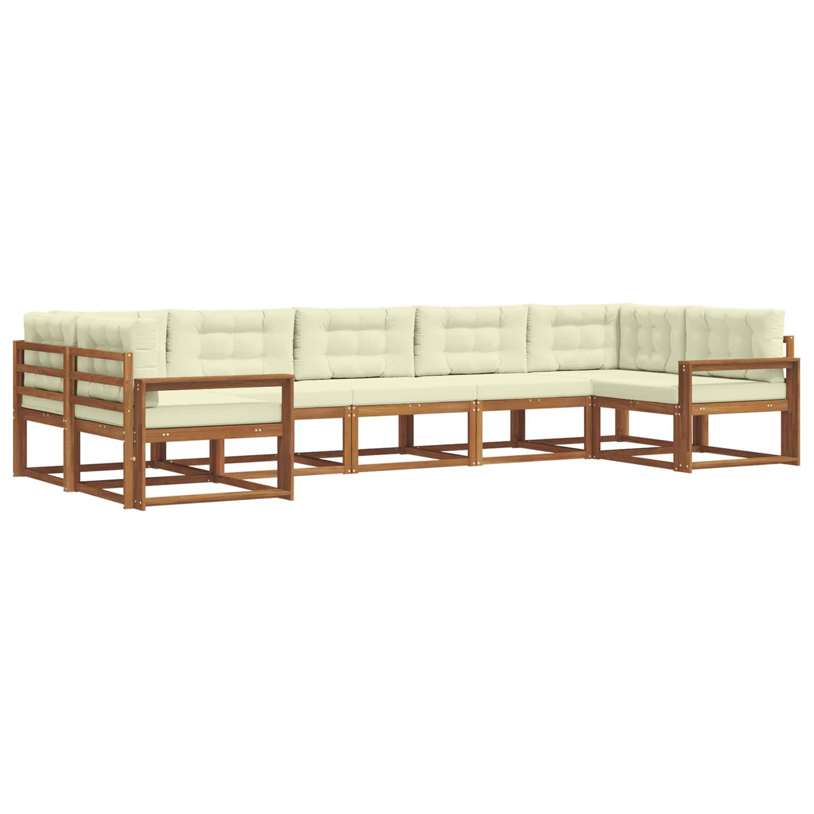 vidaXL Outdoor-Sofagarnitur mit Kissen 7 pcs Natur und Creme