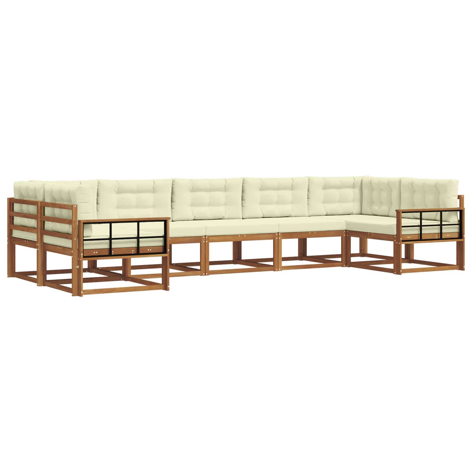 vidaXL Outdoor-Sofagarnitur mit Kissen 7 pcs Natur und Creme