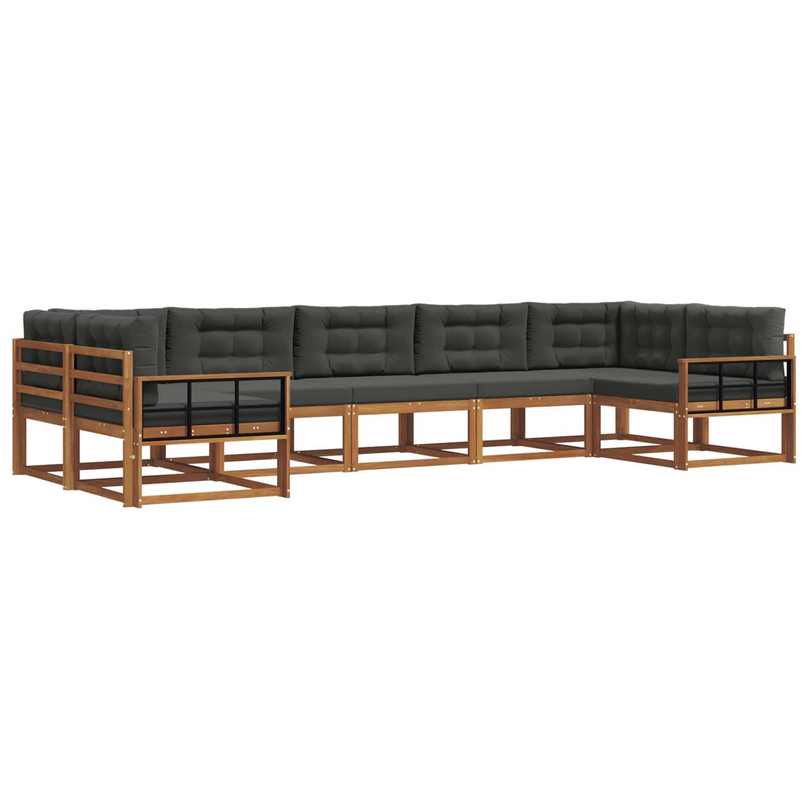 vidaXL Outdoor-Sofagarnitur mit Kissen 7 pcs Natur und Anthrazit