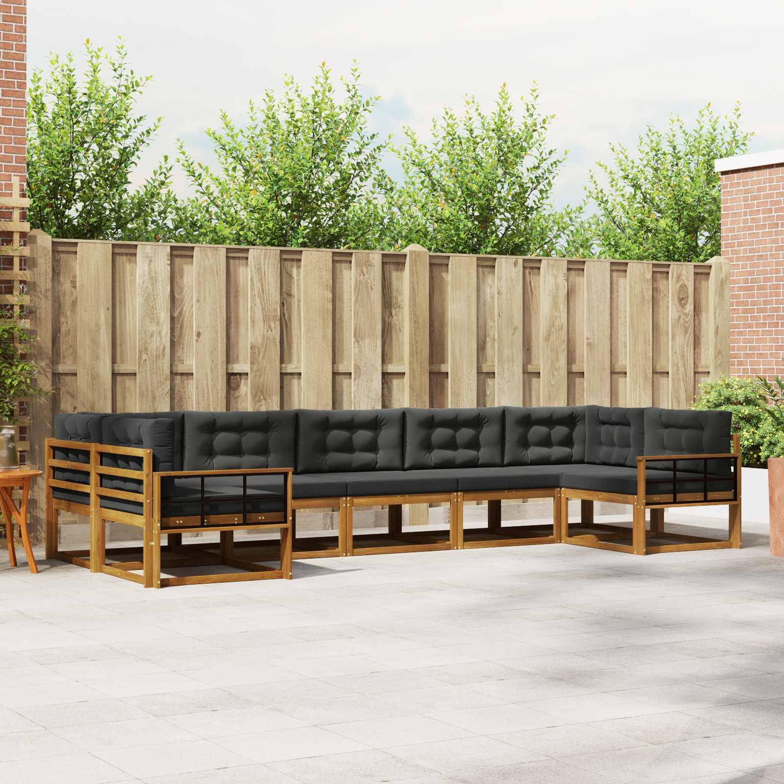 vidaXL Outdoor-Sofagarnitur mit Kissen 7 pcs Natur und Anthrazit