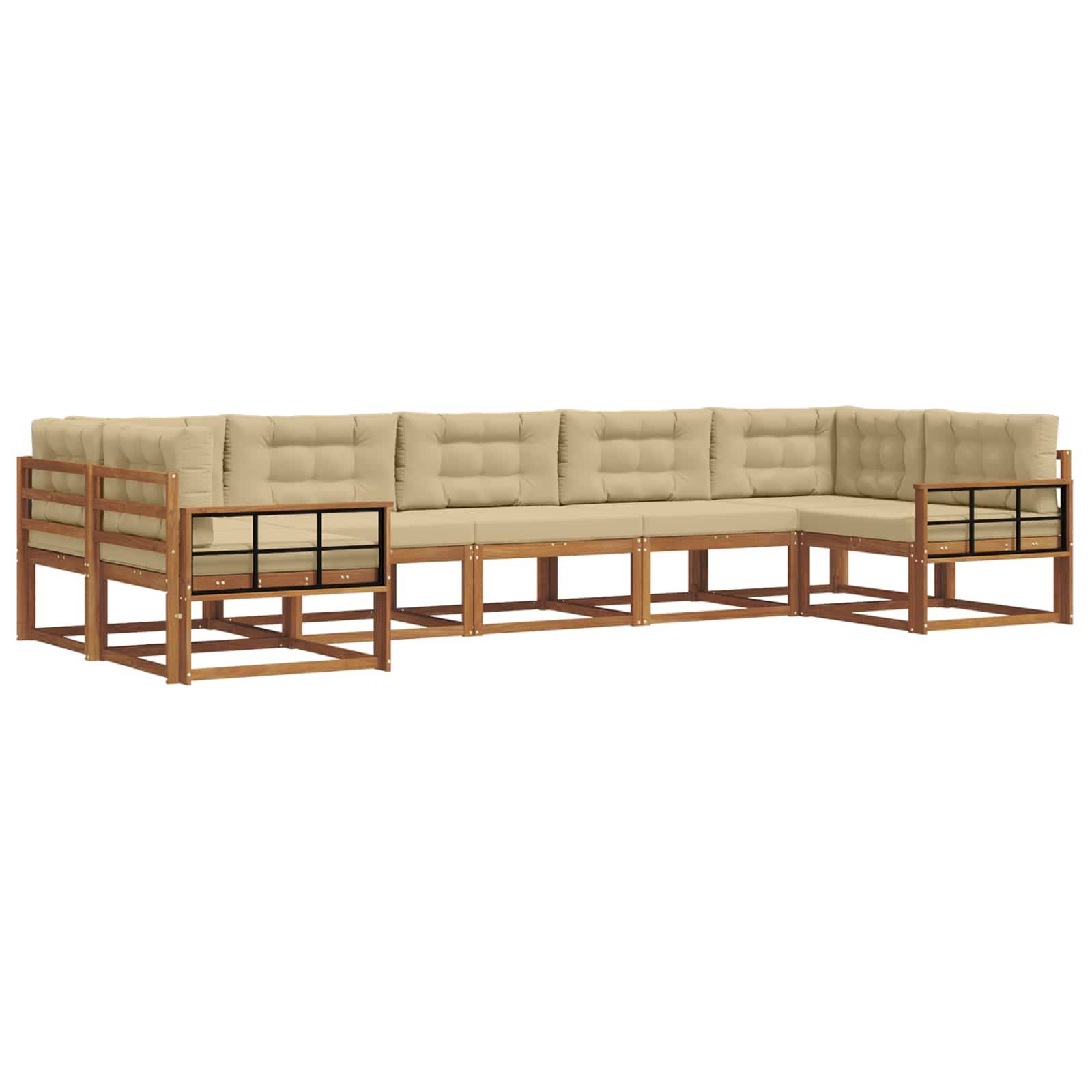 vidaXL Outdoor-Sofagarnitur mit Kissen 7 pcs Natur und Beige