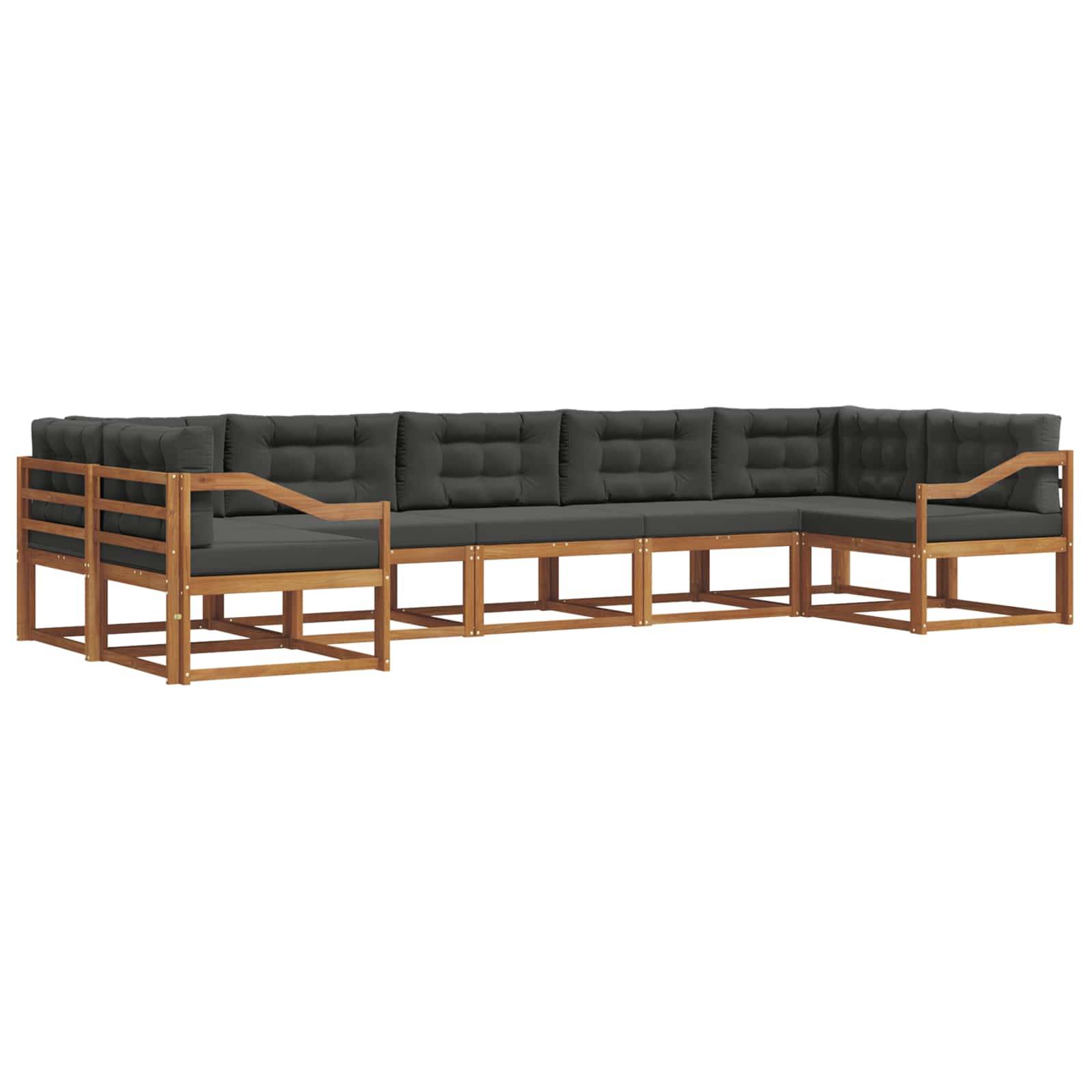 vidaXL Outdoor-Sofagarnitur mit Kissen 7 pcs Natur und Anthrazit