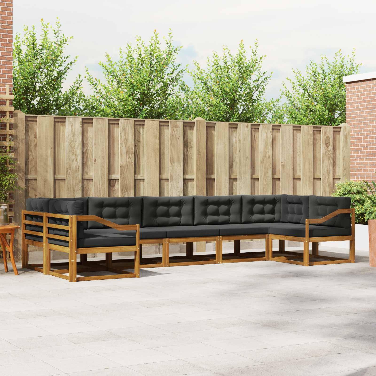 vidaXL Outdoor-Sofagarnitur mit Kissen 7 pcs Natur und Anthrazit