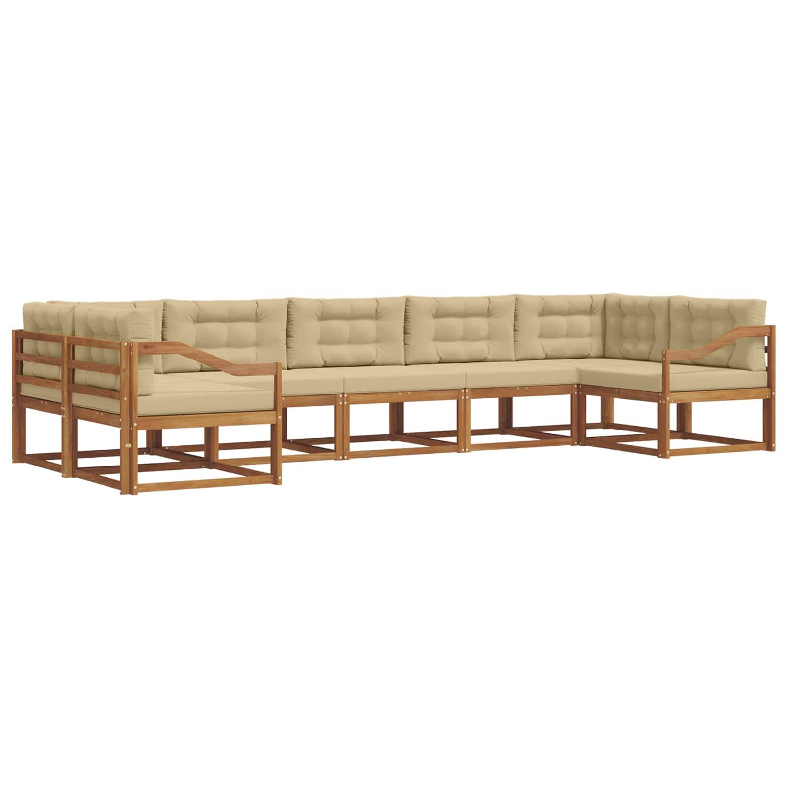 vidaXL Outdoor-Sofagarnitur mit Kissen 7 pcs Natur und Beige