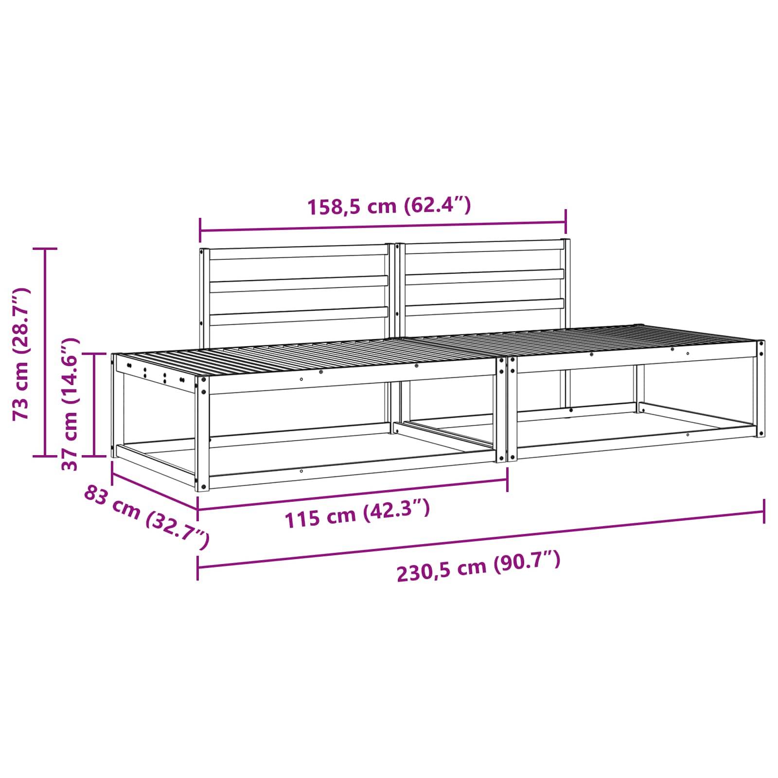 vidaXL Outdoor-Sofagarnitur Weiß 230,5 x 83 x 73 cm Massivholz Akazie