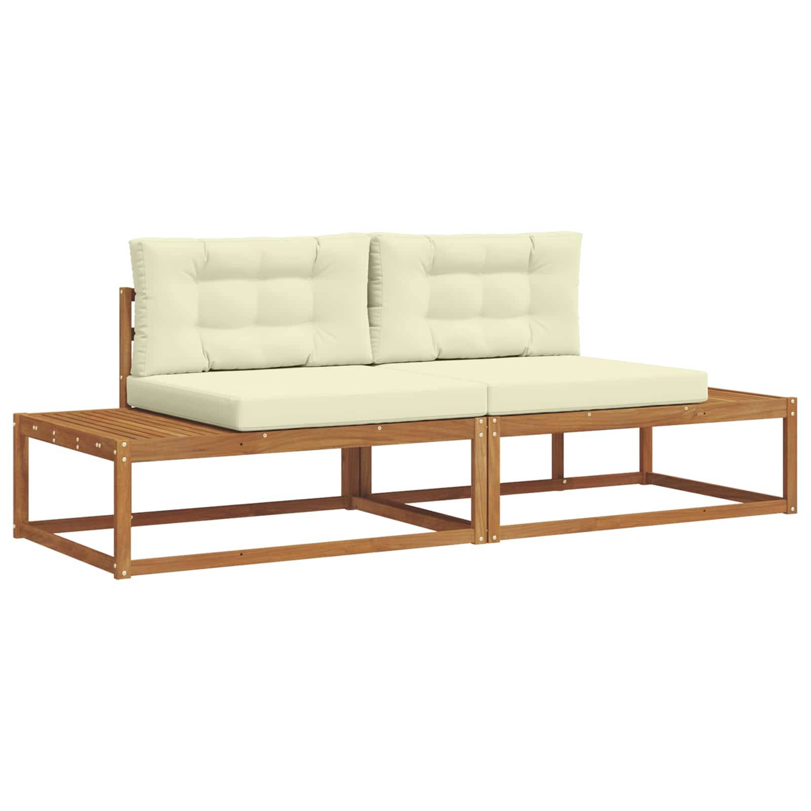 vidaXL Outdoor-Sofagarnitur mit Kissen 2 Stück Natur und Creme