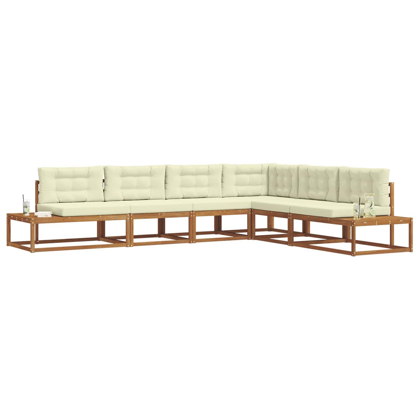vidaXL Outdoor-Sofagarnitur 6 Stück Natur und Creme
