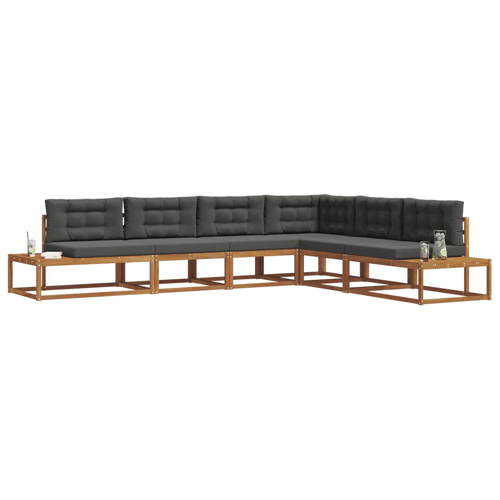 vidaXL Outdoor-Sofagarnitur 6 Stück Natur und Anthrazit