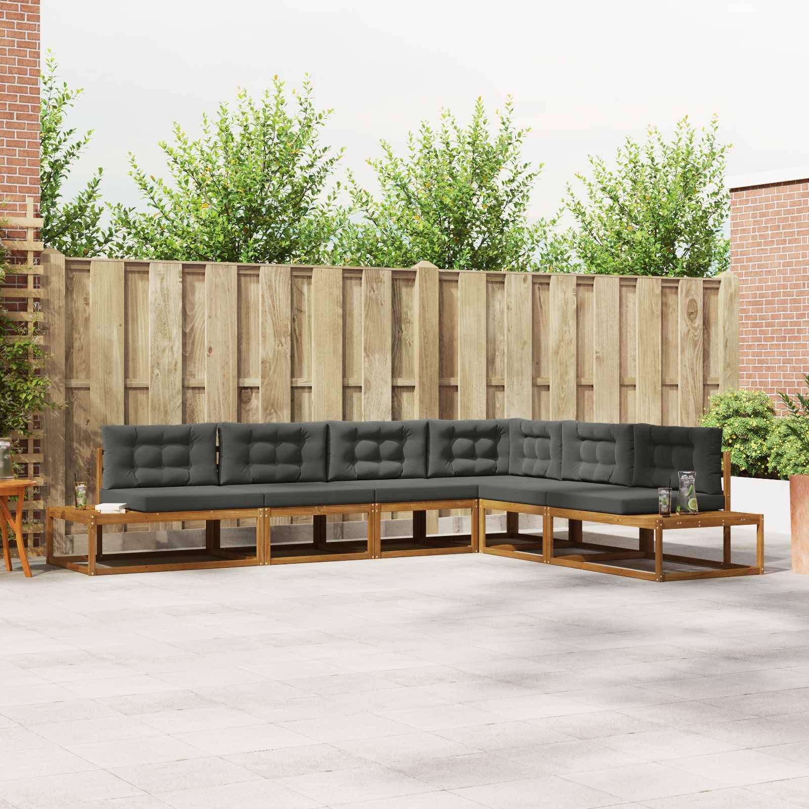 vidaXL Outdoor-Sofagarnitur 6 Stück Natur und Anthrazit
