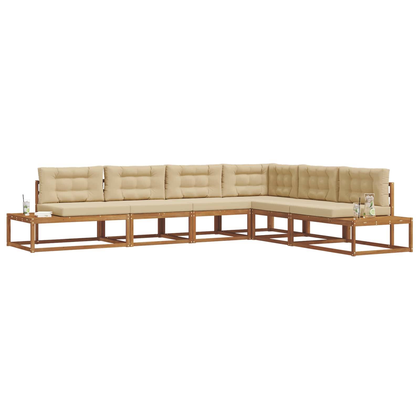 vidaXL Outdoor-Sofagarnitur 6 Stück Natur und Beige