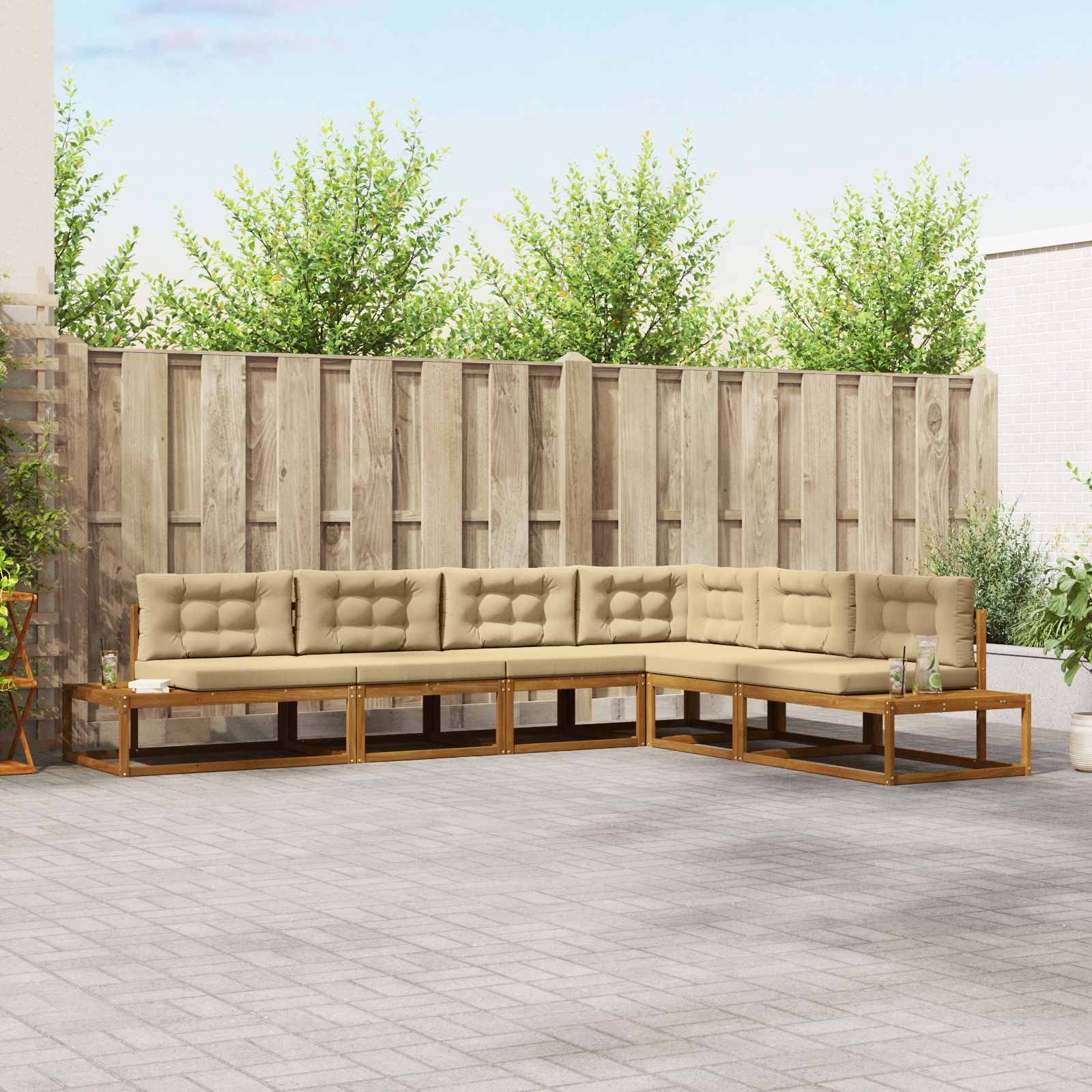 vidaXL Outdoor-Sofagarnitur 6 Stück Natur und Beige