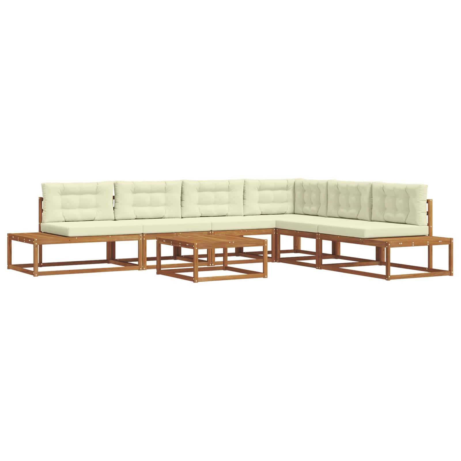 vidaXL Outdoor-Sofagarnitur 7 Stück Natur und Creme