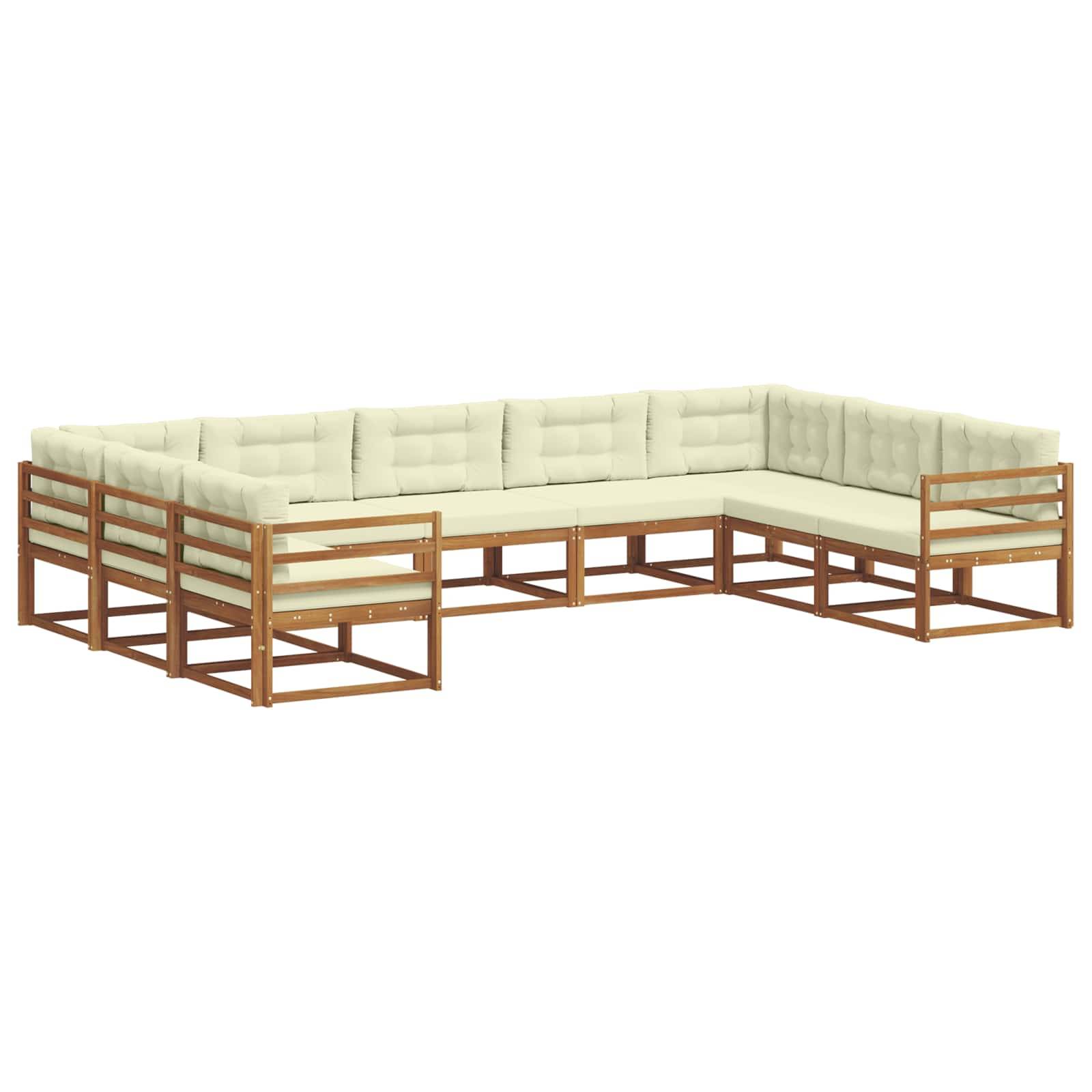 vidaXL Outdoor-Sofagarnitur mit Kissen 9 pcs Natur und Creme