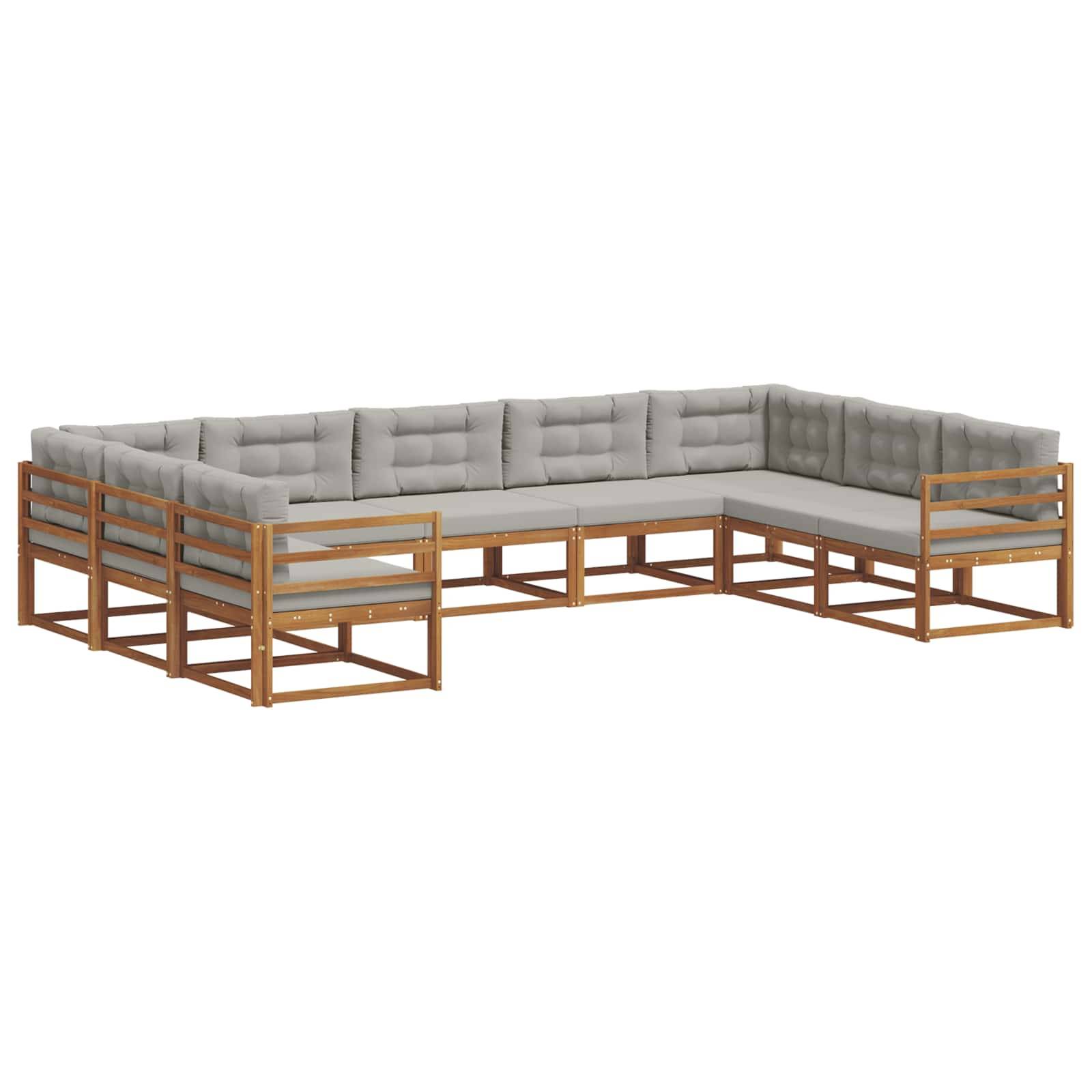 vidaXL Outdoor-Sofagarnitur mit Kissen 9 pcs Natürlich und Hellgrau