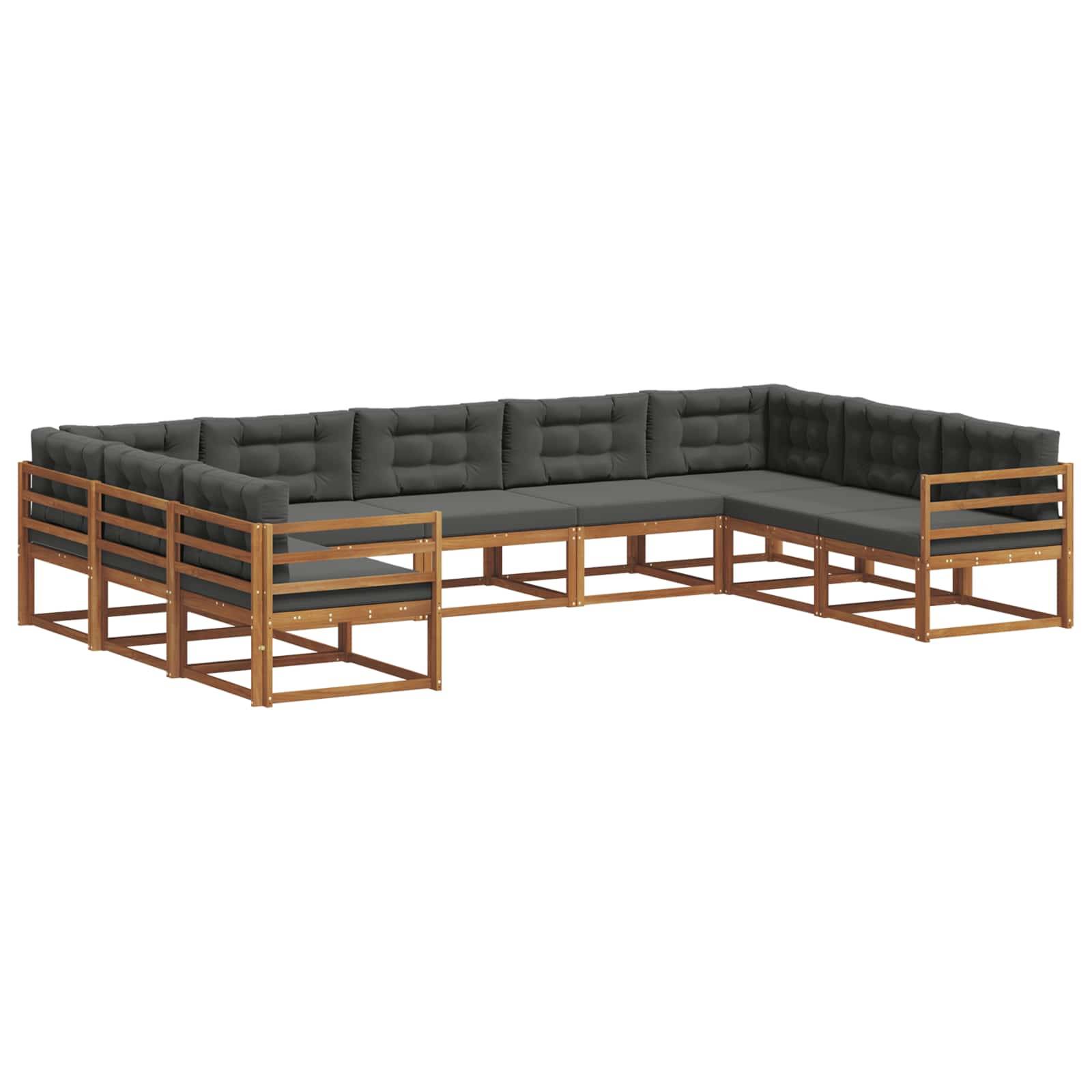vidaXL Outdoor-Sofagarnitur mit Kissen 9 pcs Natur und Anthrazit