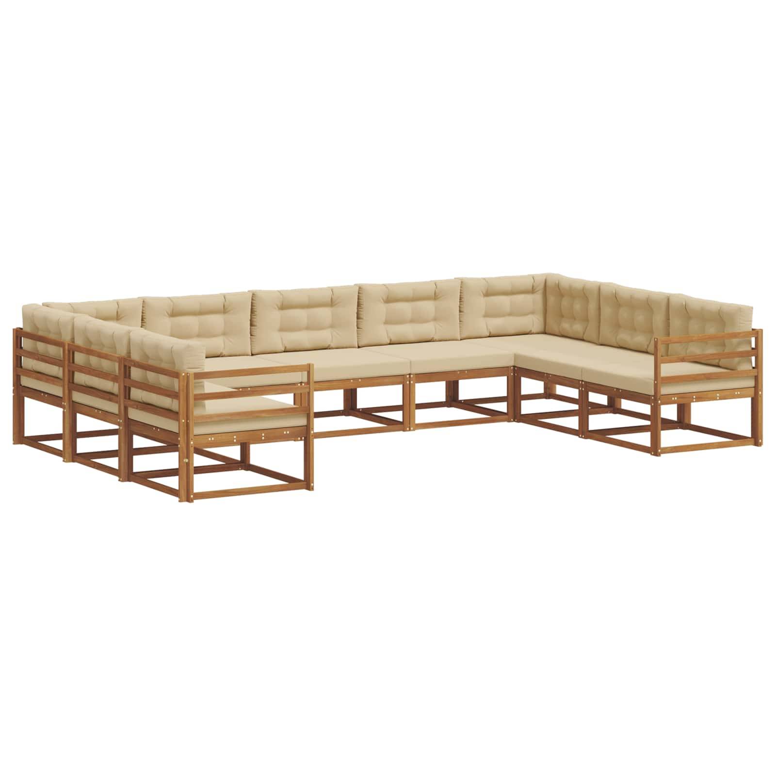 vidaXL Outdoor-Sofagarnitur mit Kissen 9 pcs Natur und Beige