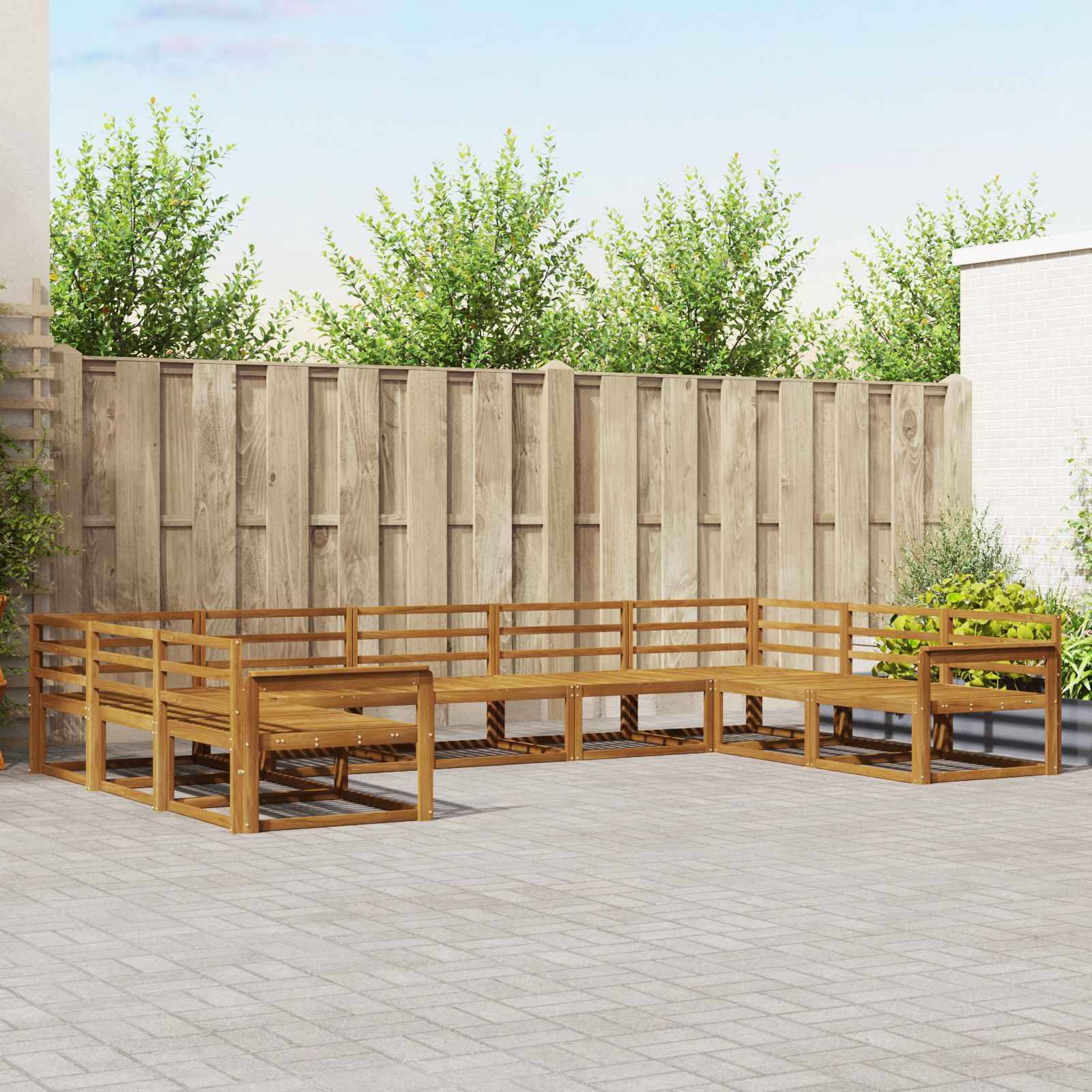 vidaXL Outdoor-Sofagarnitur 9 pcs Natur Massivholz Akazie