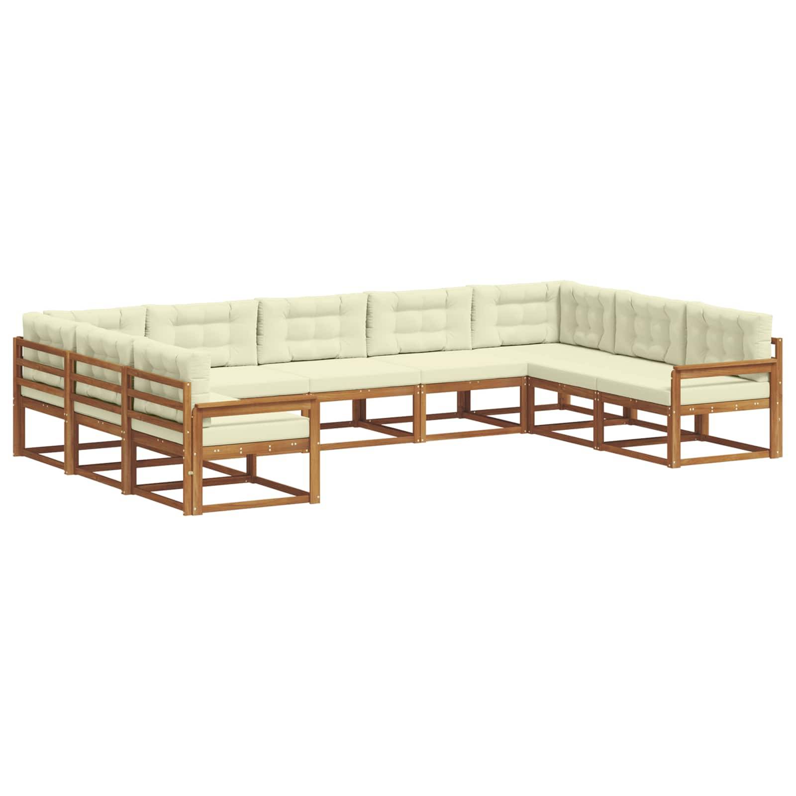 vidaXL Outdoor-Sofagarnitur mit Kissen 9 pcs Natur und Creme