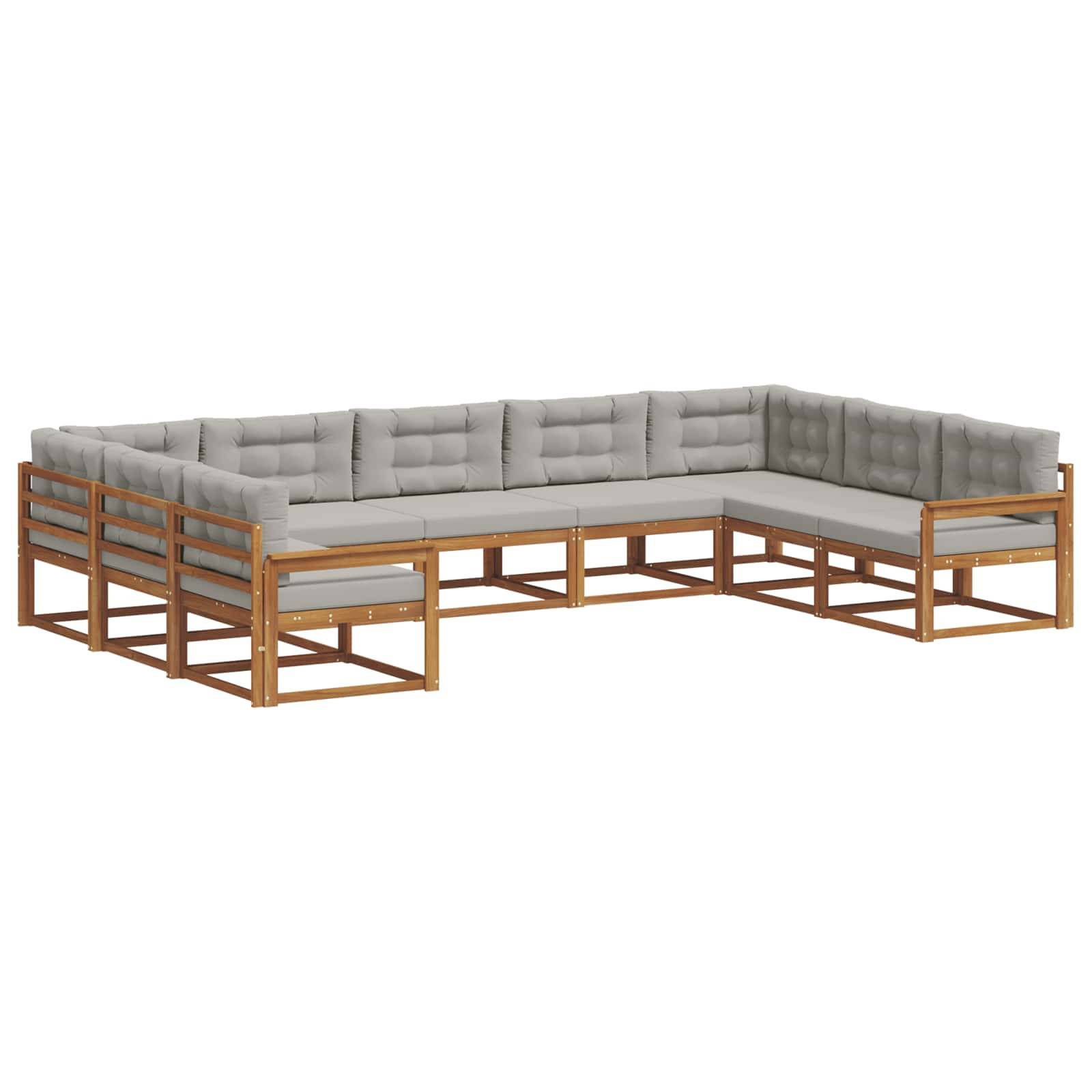 vidaXL Outdoor-Sofagarnitur mit Kissen 9 pcs Natürlich und Hellgrau