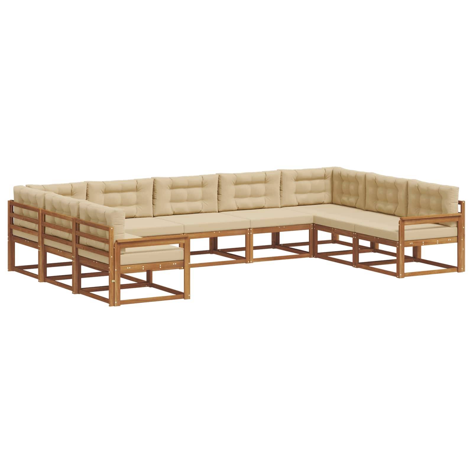 vidaXL Outdoor-Sofagarnitur mit Kissen 9 pcs Natur und Beige