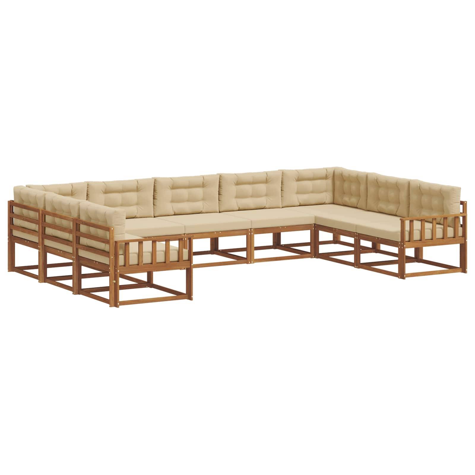 vidaXL Outdoor-Sofagarnitur mit Kissen 9 pcs Natur und Beige