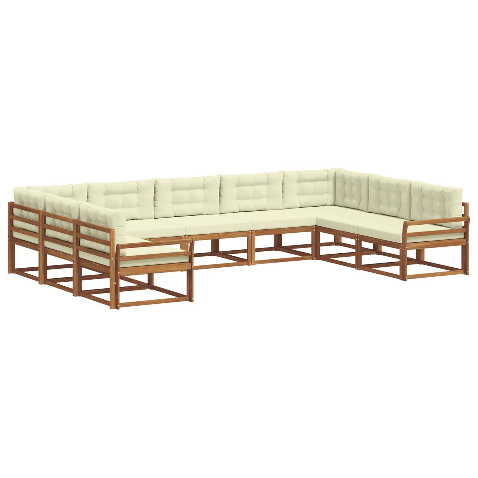 vidaXL Outdoor-Sofagarnitur mit Kissen 9 pcs Natur und Creme