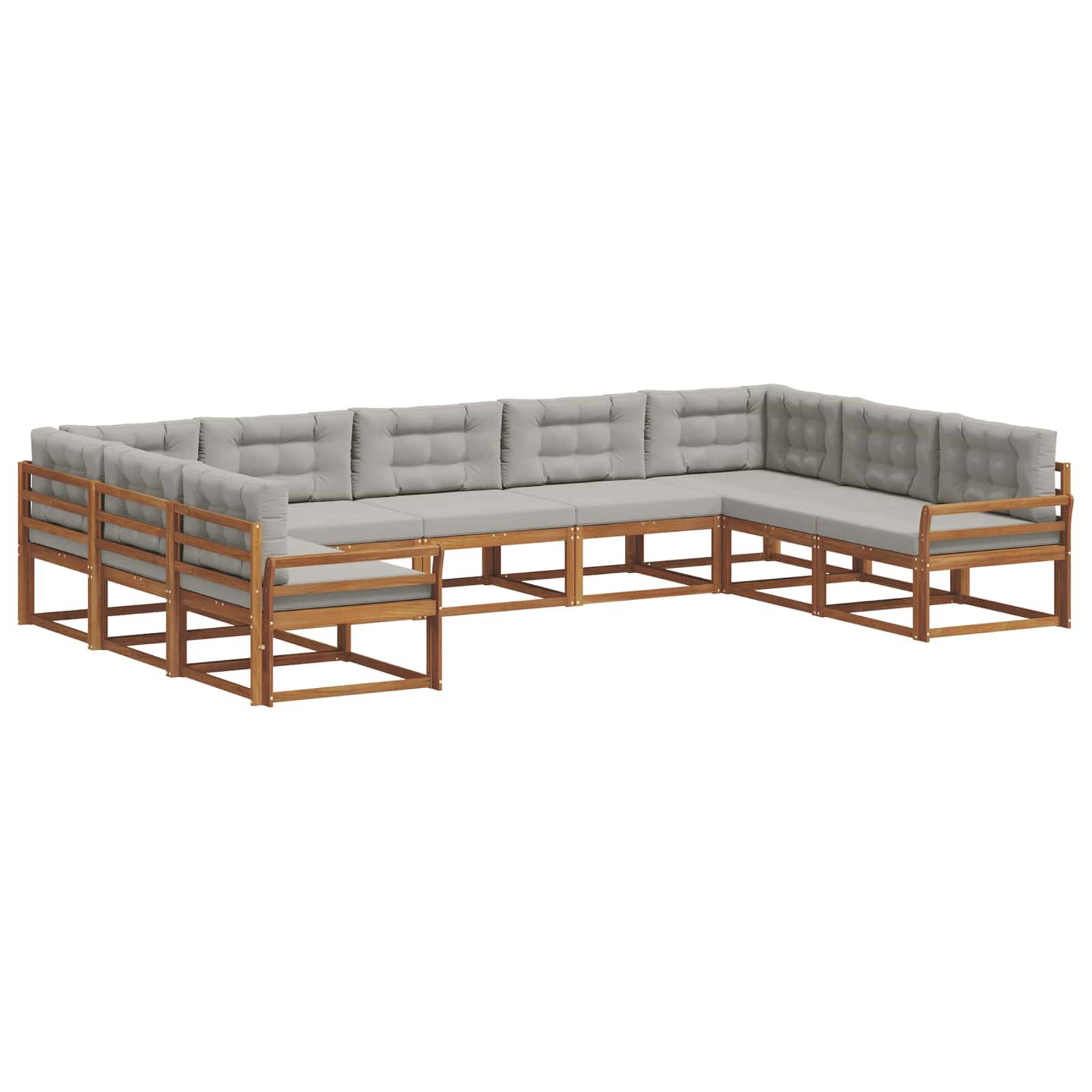 vidaXL Outdoor-Sofagarnitur mit Kissen 9 pcs Natürlich und Hellgrau