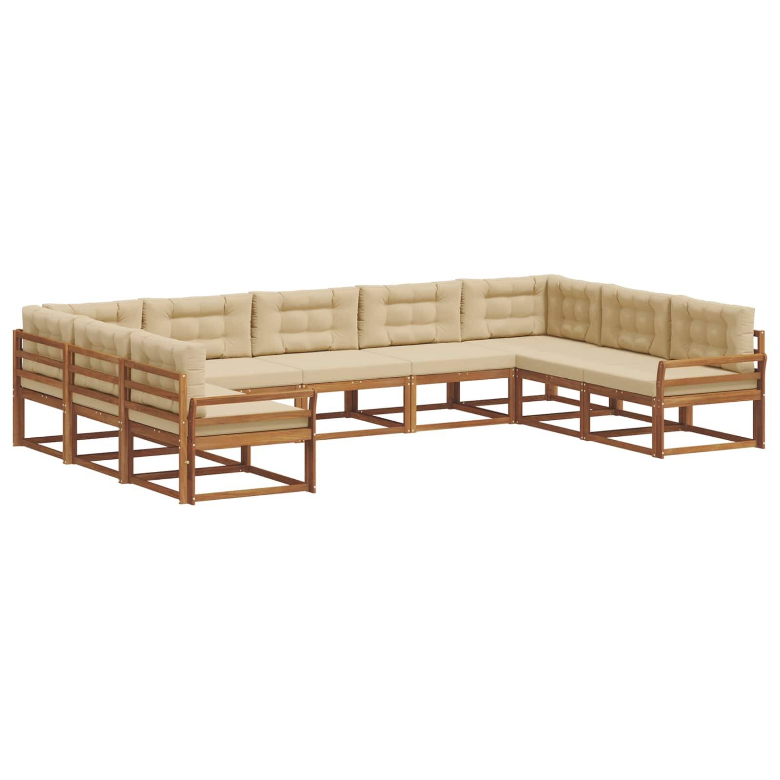 vidaXL Outdoor-Sofagarnitur mit Kissen 9 pcs Natur und Beige