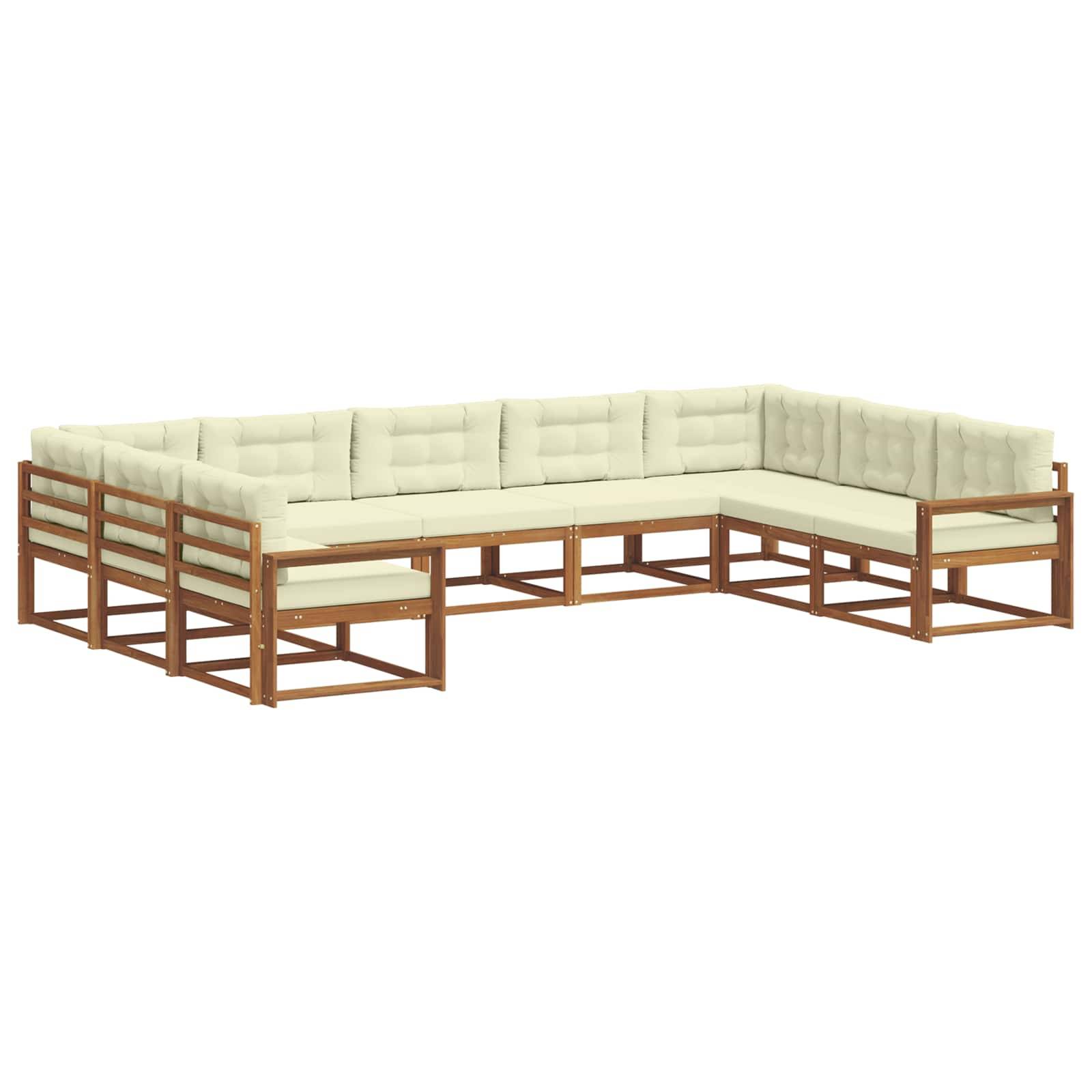 vidaXL Outdoor-Sofagarnitur mit Kissen 9 pcs Natur und Creme