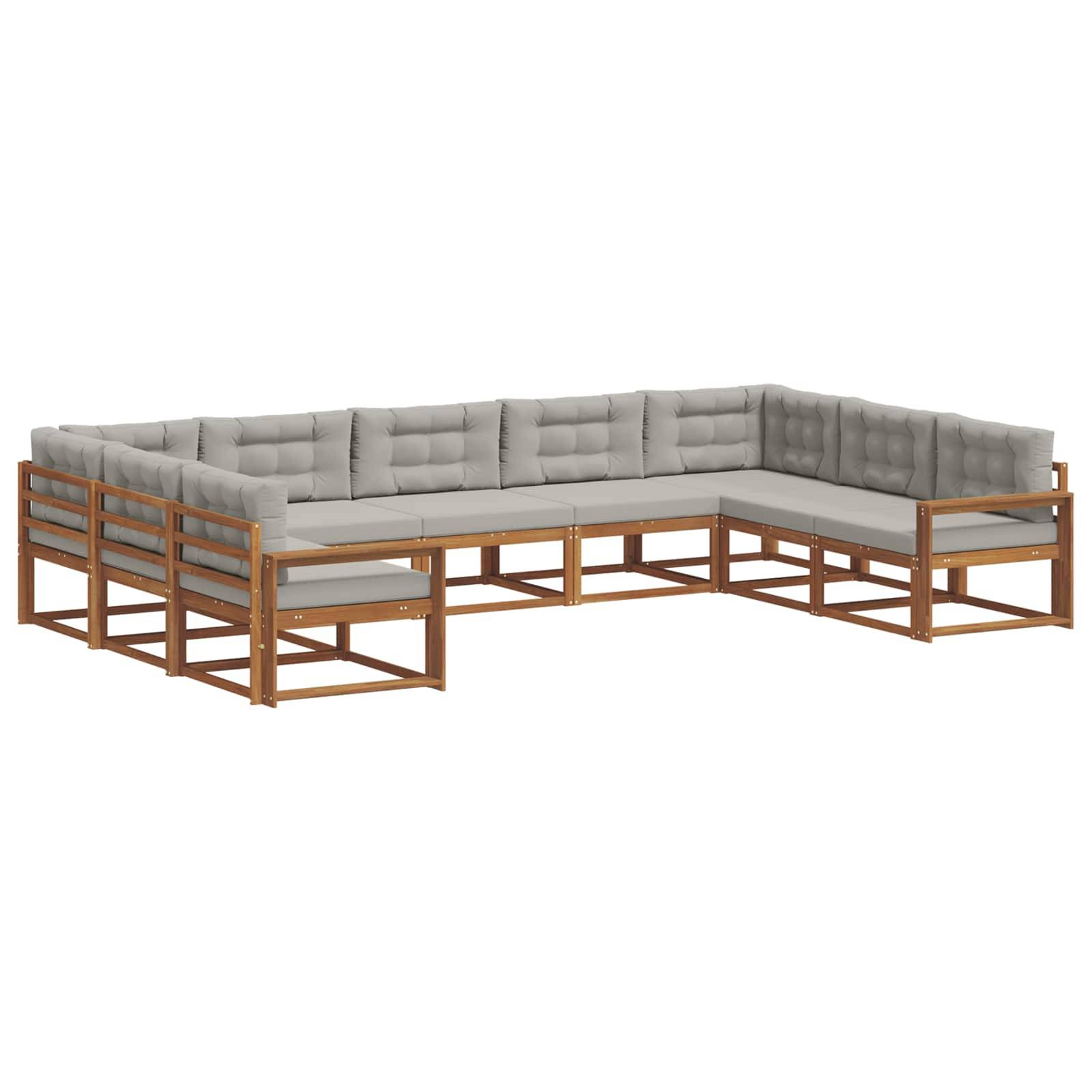 vidaXL Outdoor-Sofagarnitur mit Kissen 9 pcs Natürlich und Hellgrau