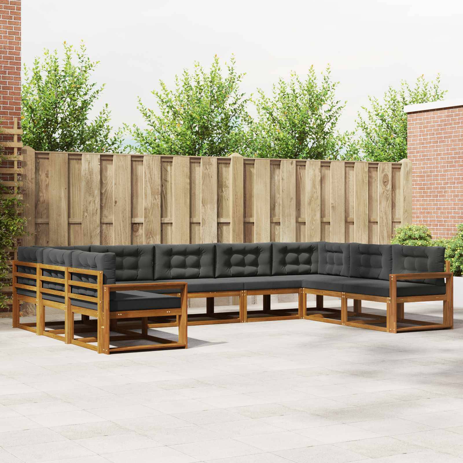 vidaXL Outdoor-Sofagarnitur mit Kissen 9 pcs Natur und Anthrazit